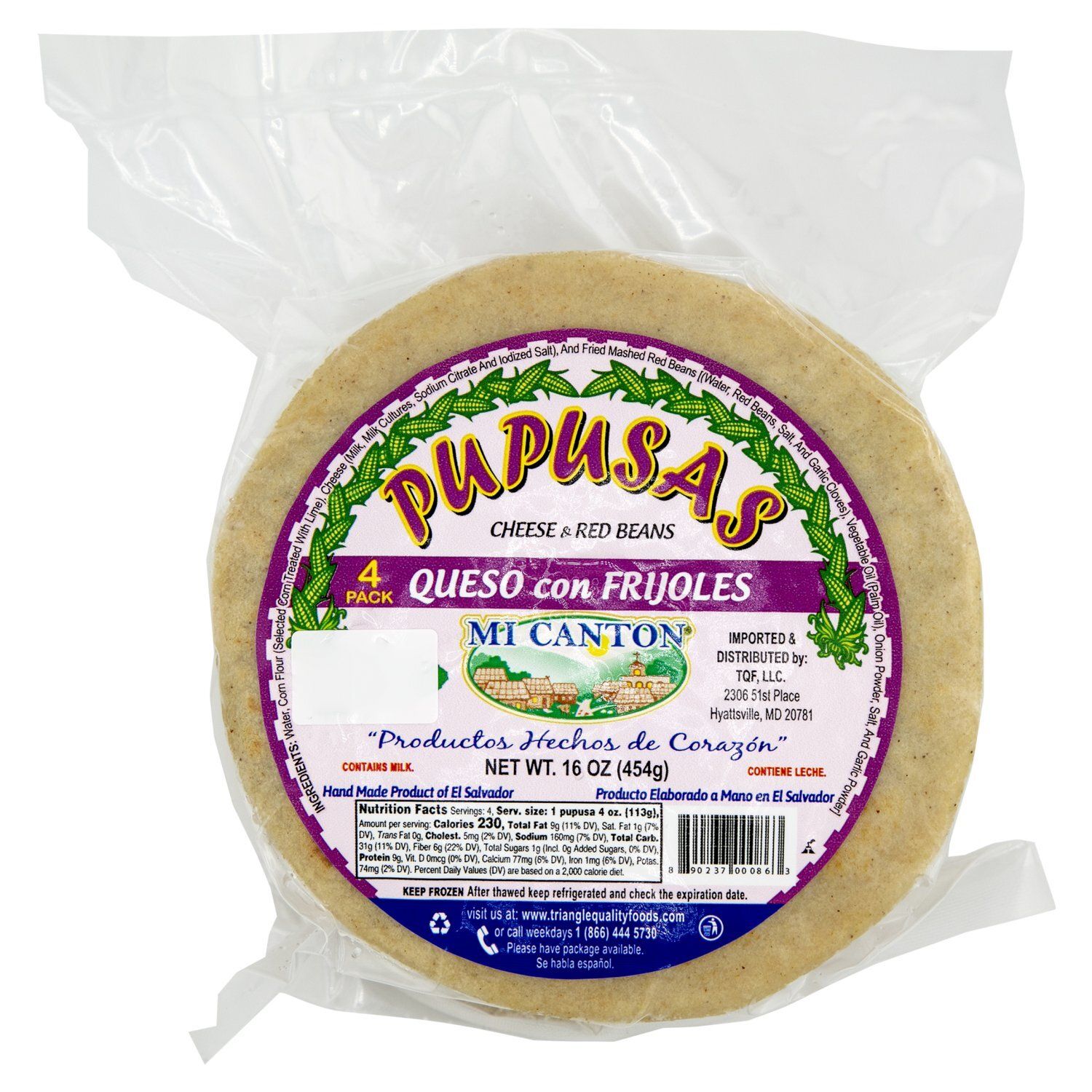 Mi Canton Cheese &amp; Red Beans Pupusas, 4 count, 16 oz