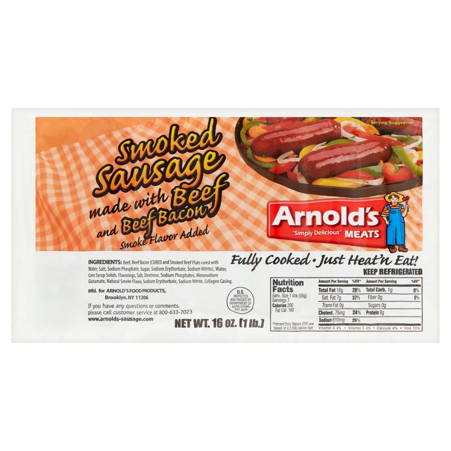 Arnold&#39;s Smoked Sausage, 7 count, 16 oz
