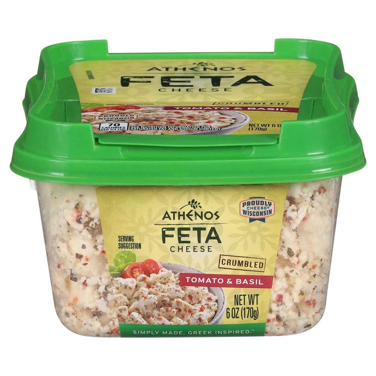 Athenos Crumbled Tomato &amp; Basil Feta Cheese, 6 oz