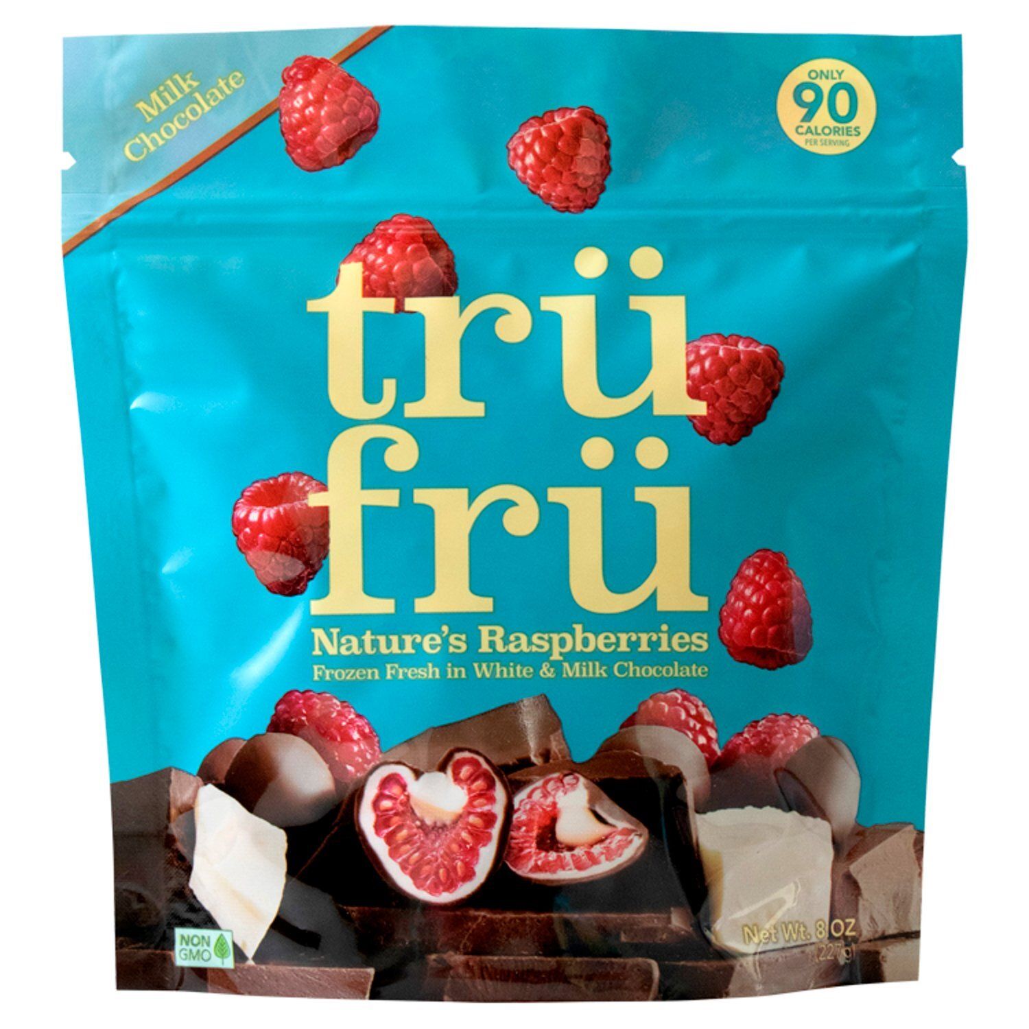 Trü Frü Nature&#39;s Raspberries in White &amp; Milk Chocolate, 8 oz