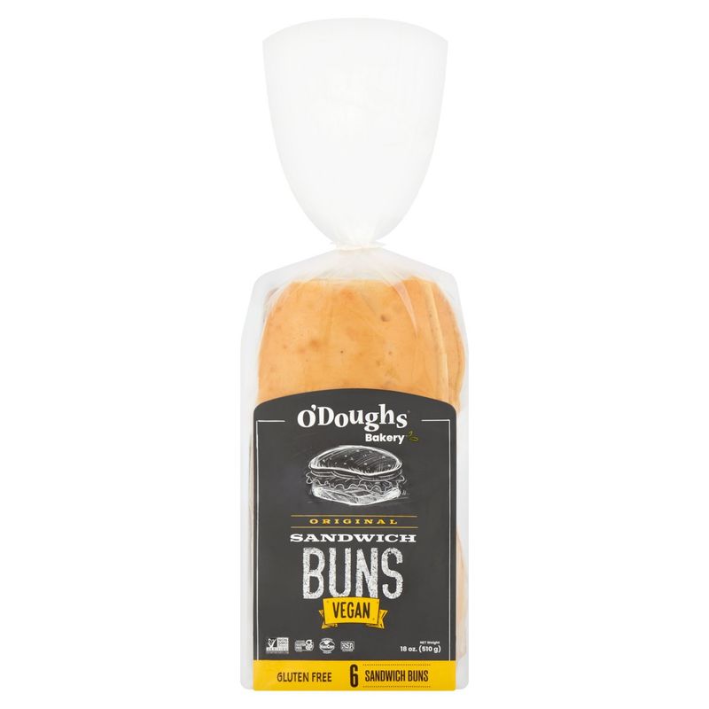 O&#39;Doughs Bakery Original Vegan Gluten Free Sandwich Buns, 6 count, 18 oz