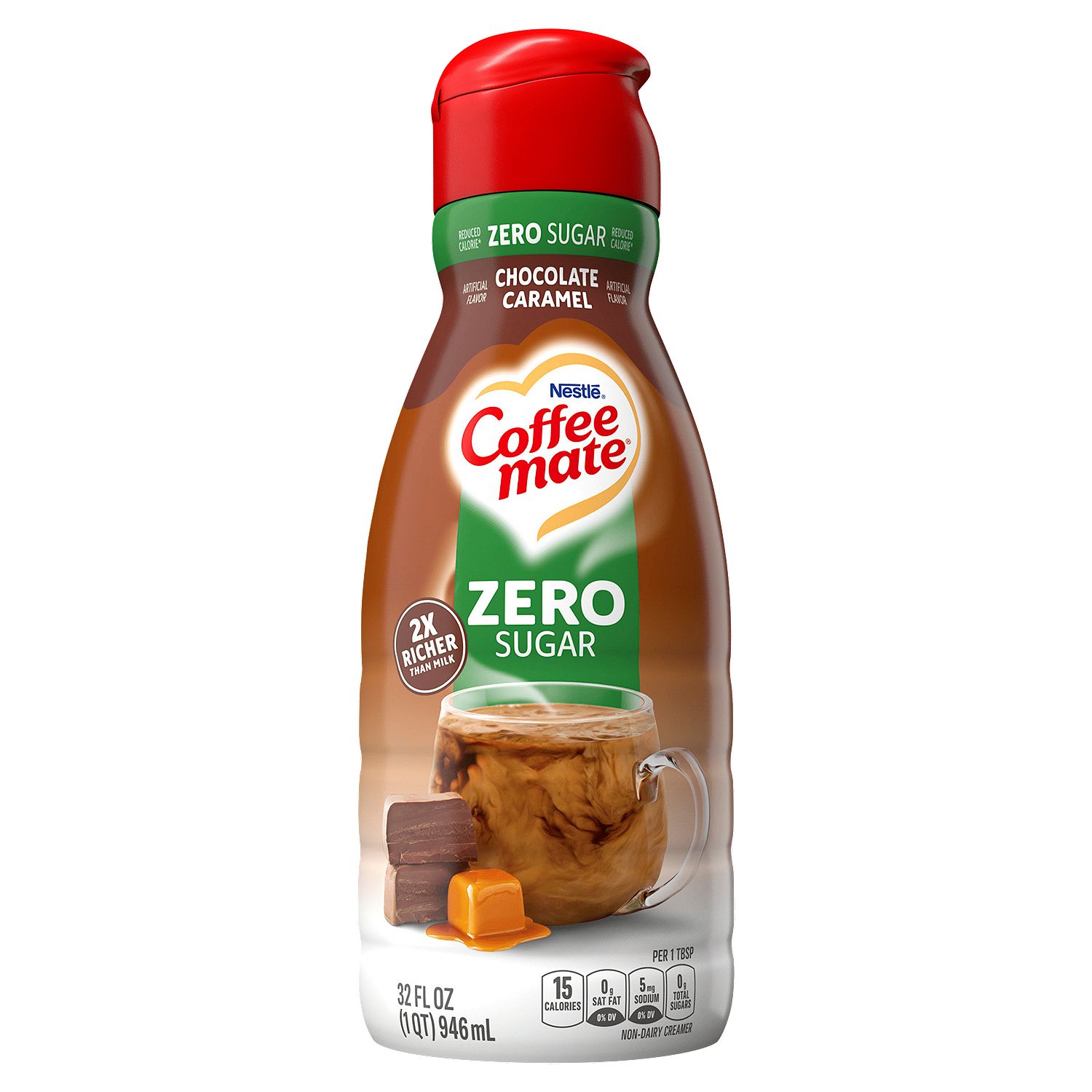 Nestlé Coffee Mate Chocolate Caramel Zero Sugar Non-Dairy Creamer, 32 fl oz