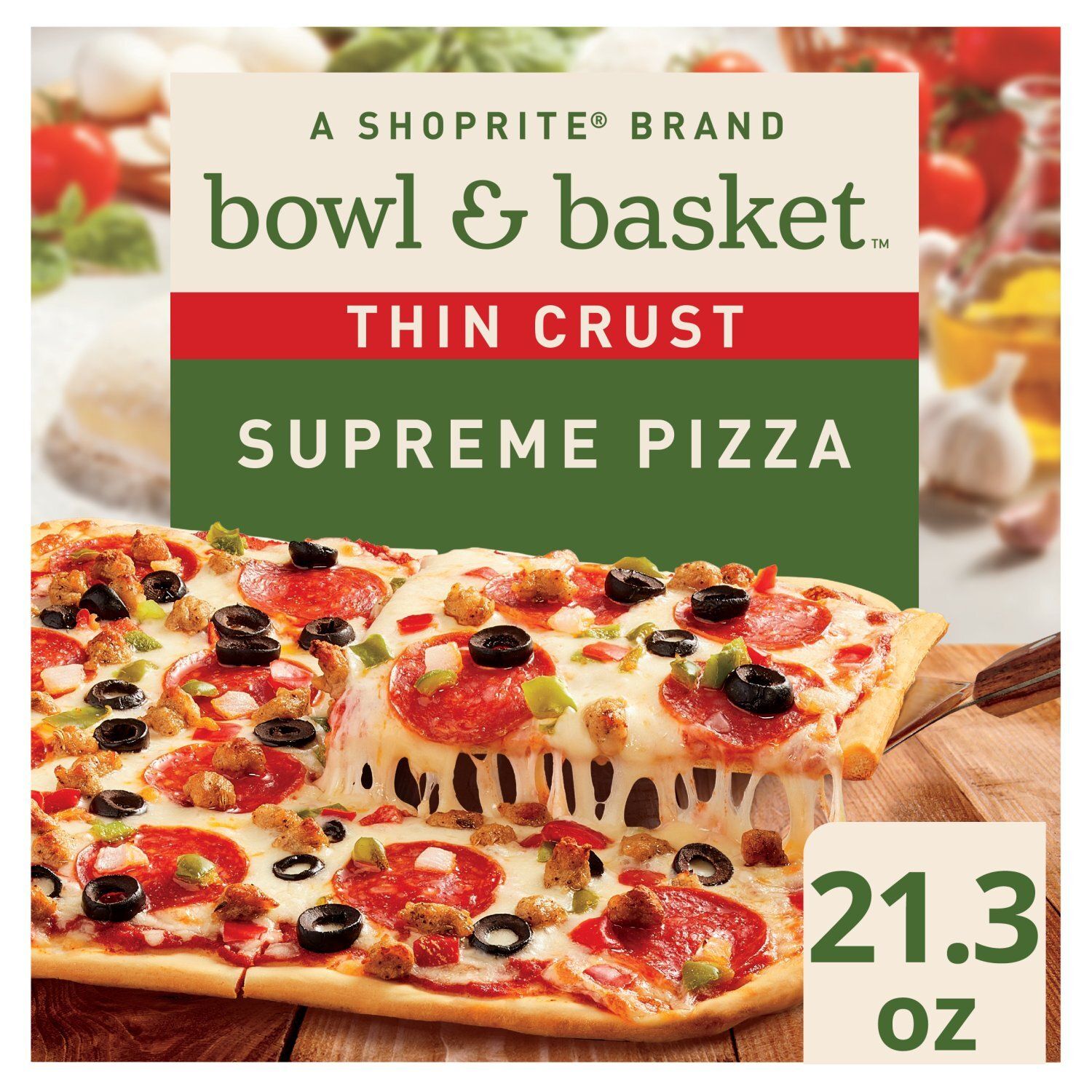 Bowl &amp; Basket Thin Crust Supreme Pizza, 21.3 oz