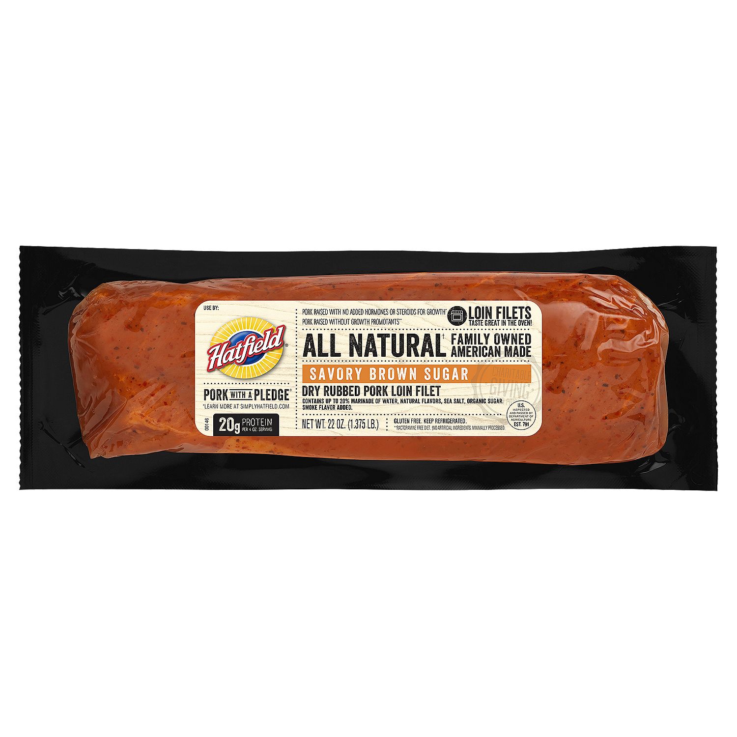 Hatfield Savory Brown Sugar Dry Rubbed Pork Loin Filet, 22 oz