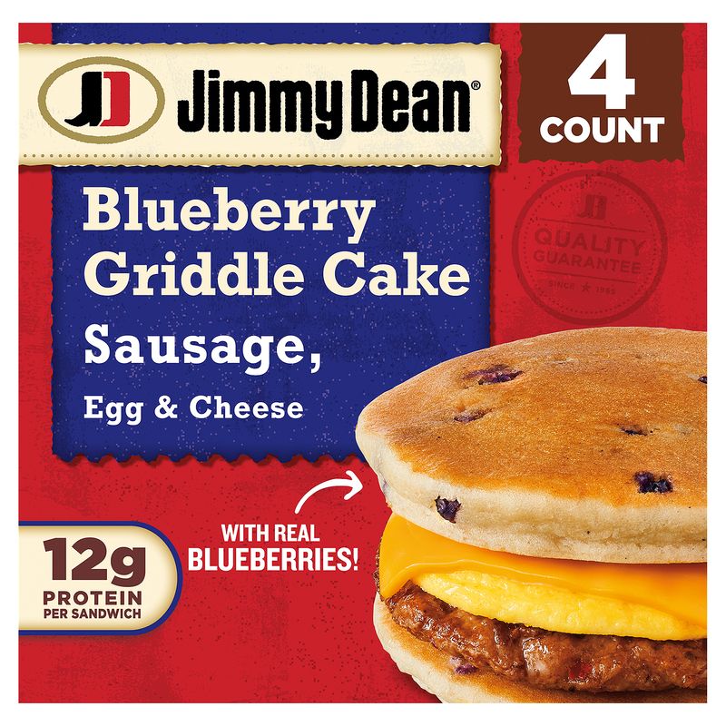 Jimmy Dean® Blueberry Griddle Cake Sausage, Egg and Cheese Sandwiches, 4 ct, 18.8 oz Box