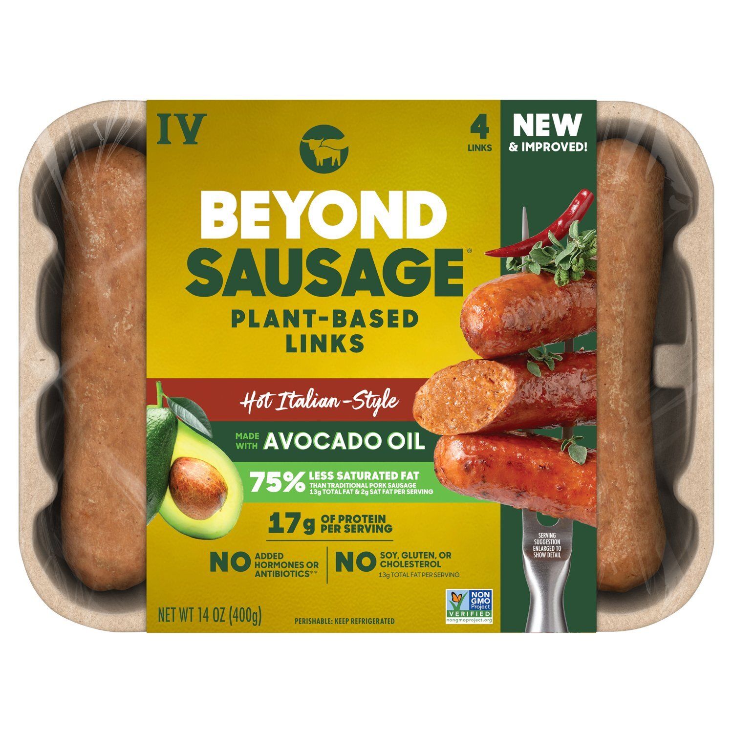 Beyond Sausage Hot Italian-Style Plant-Based Sausage Links, 4 count, 14 oz