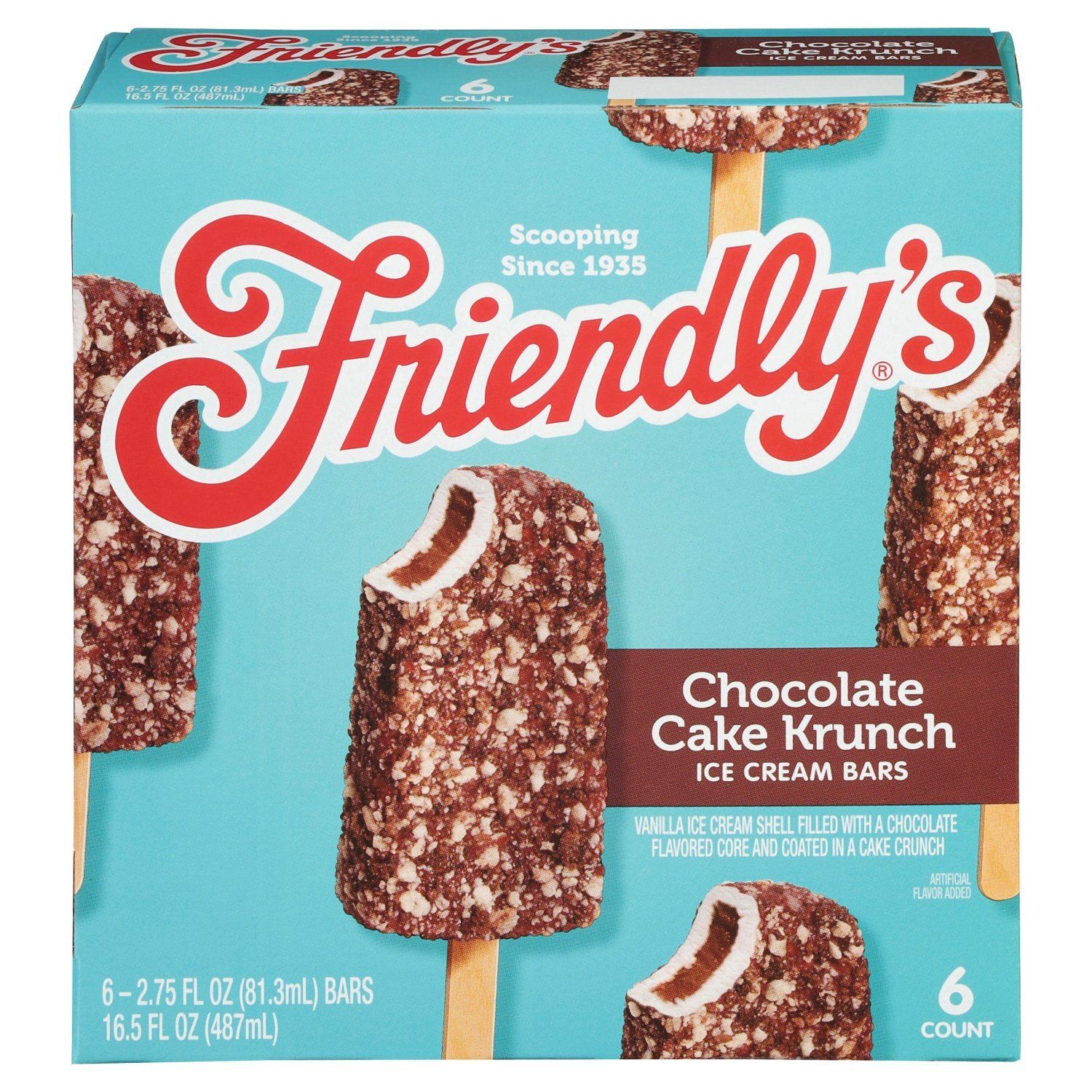 Friendly&#39;s Chocolate Cake Krunch Ice Cream Bar, 2.75 fl oz, 6 count