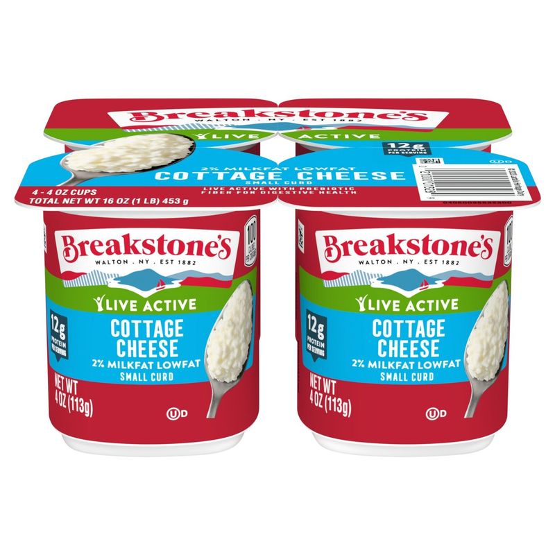 Breakstone&#39;s 2% Milkfat Lowfat Small Curd Cottage Cheese, 4 oz, 4 count