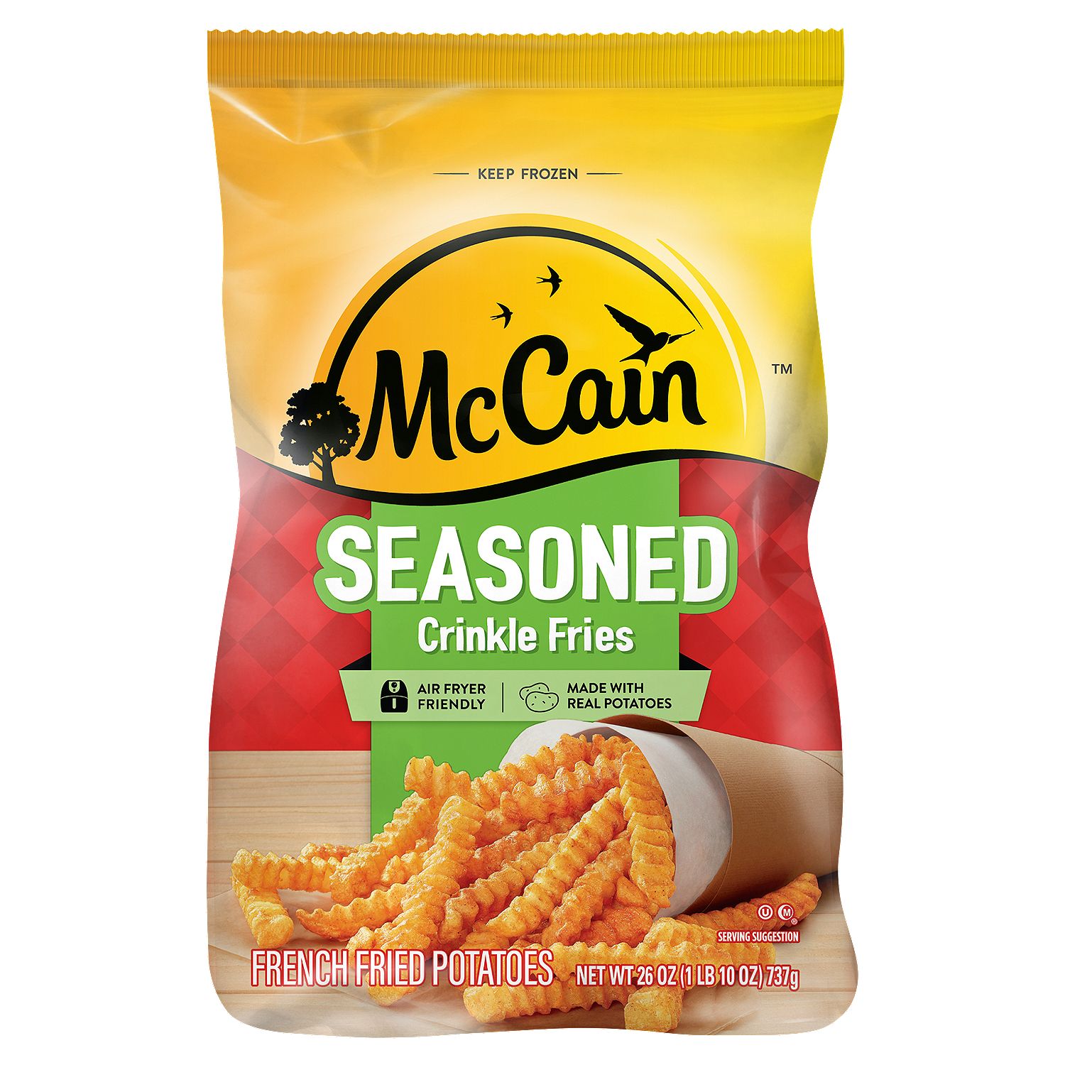 McCain Seasoned Crinkle Fries French Fried Potatoes, 26 oz