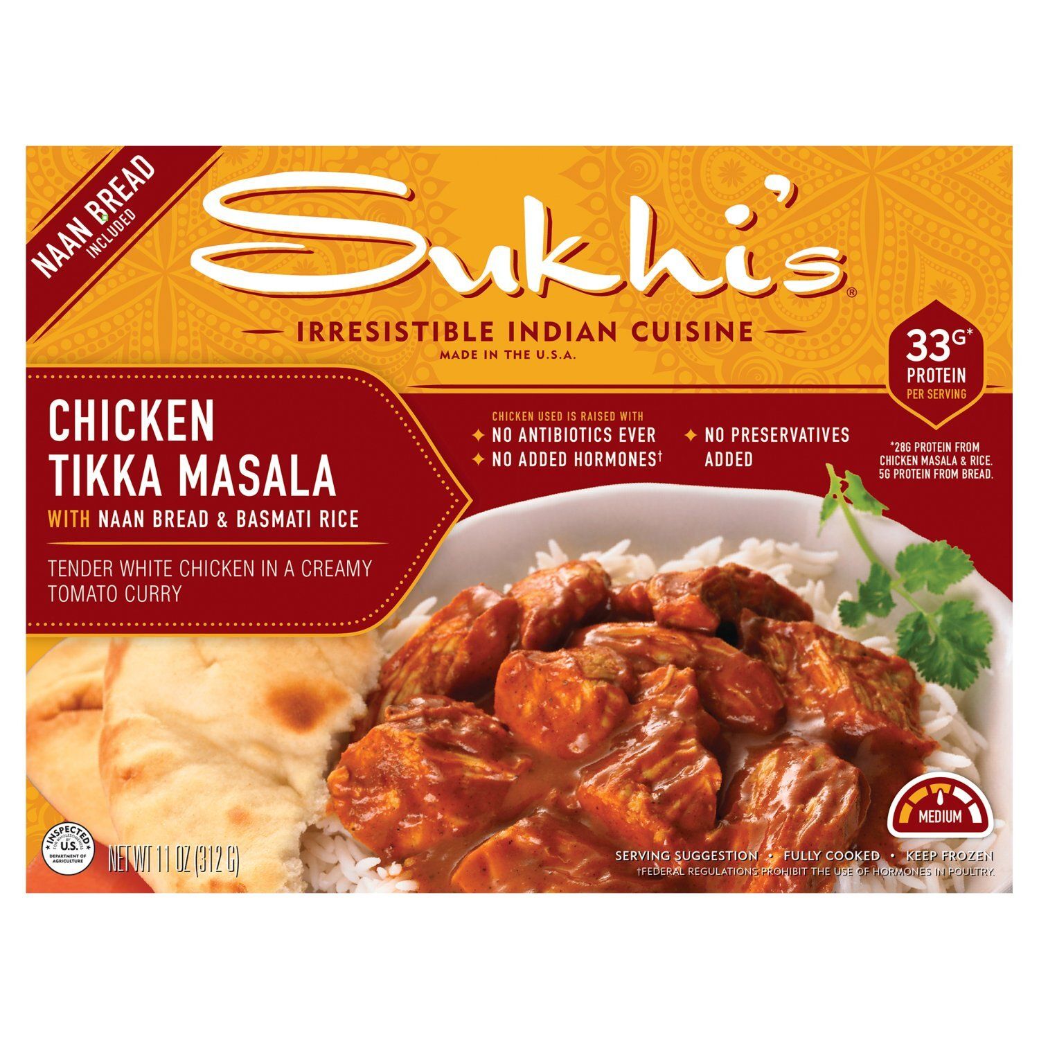 Sukhi&#39;s Chicken Tikka Masala with Naan Bread &amp; Basmati Rice, 11 oz