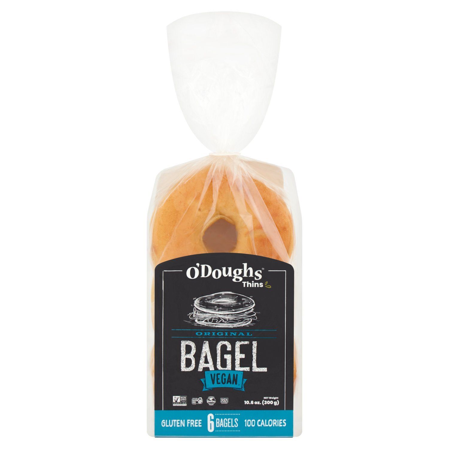 O&#39;Doughs Thins Original Vegan Gluten Free Bagels, 6 count, 10.6 oz
