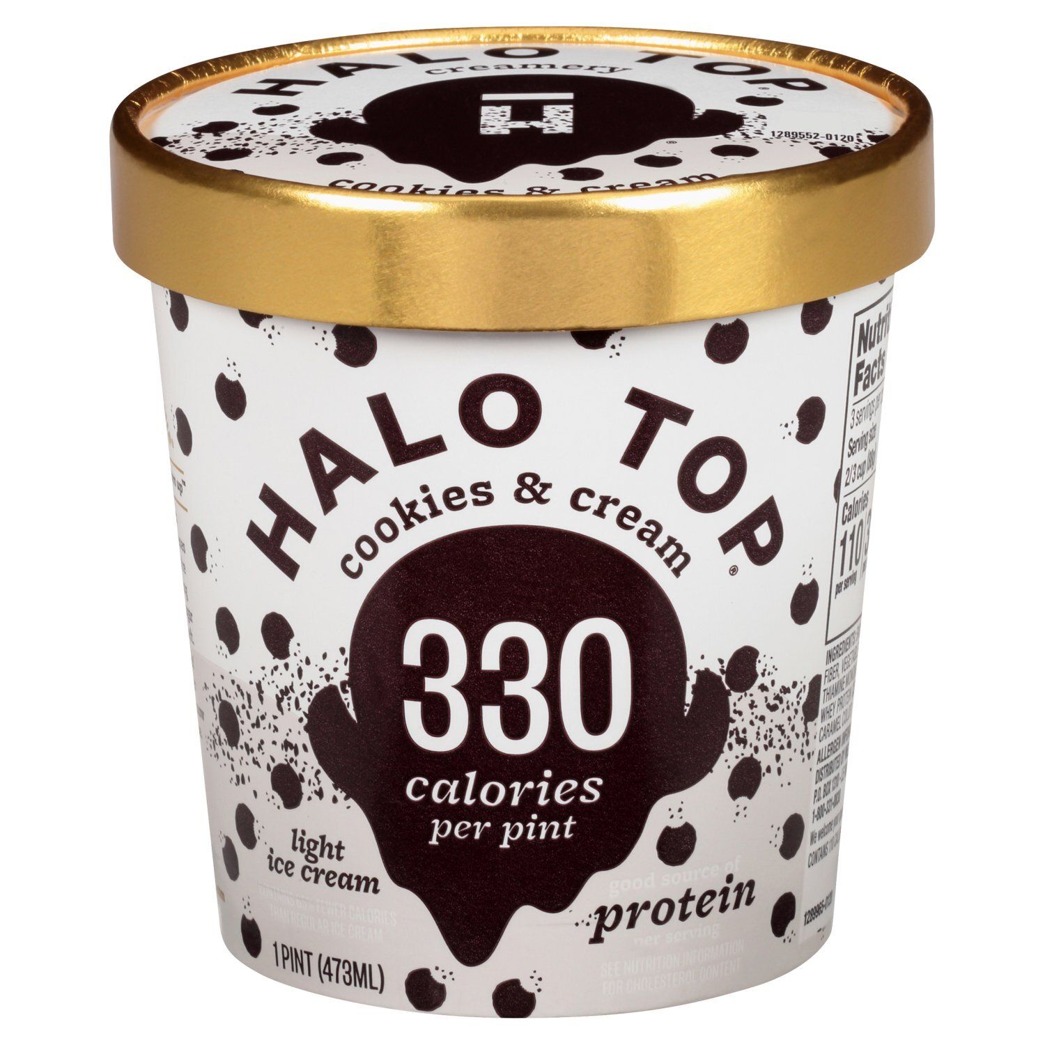 Halo Top Cookies &amp; Cream Light Ice Cream, 1 pint
