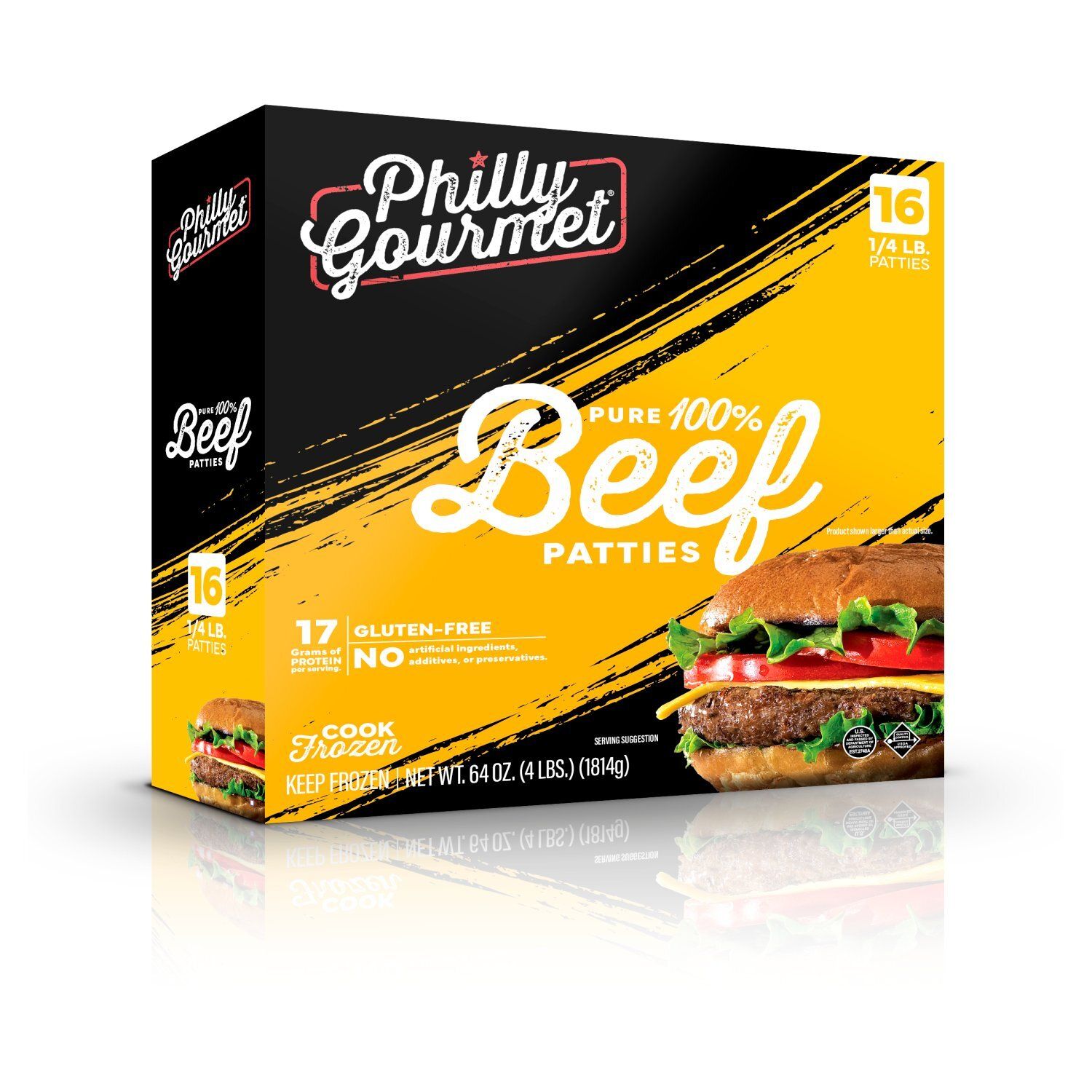 Philly Gourmet 100% Pure Beef Patties, 1/4 lb, 16 count
