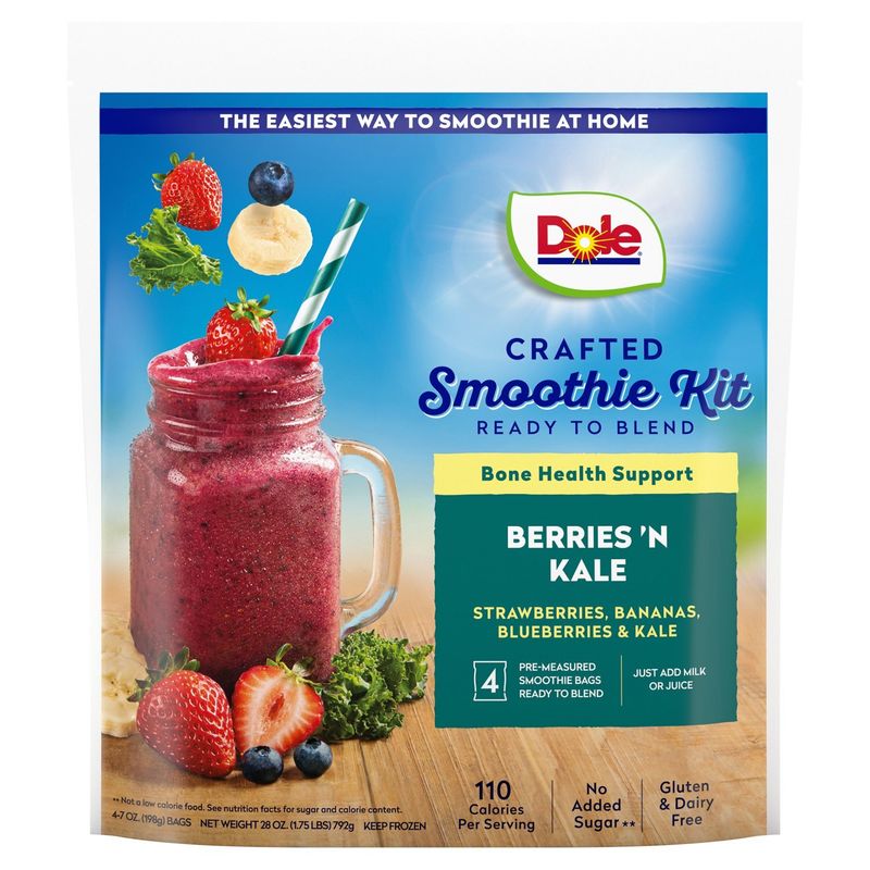Dole Berries &#39;n Kale Crafted Smoothie Kit, 7 oz, 4 count