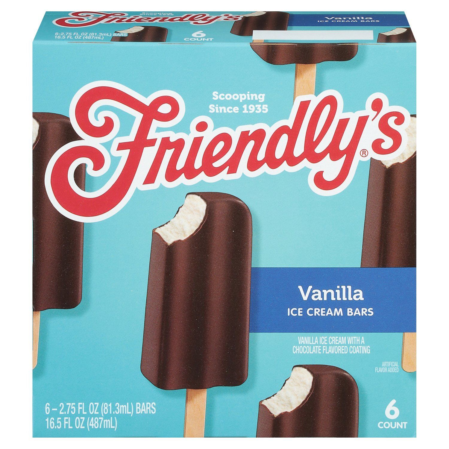 Friendly&#39;s Vanilla Ice Cream Bars, 2.75 fl oz, 6 count