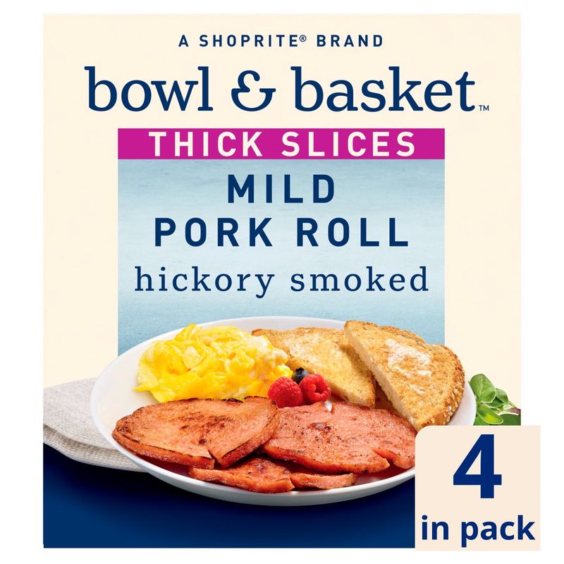 Bowl &amp; Basket Thick Slices Hickory Smoked Mild Pork Roll, 4 count, 6 oz