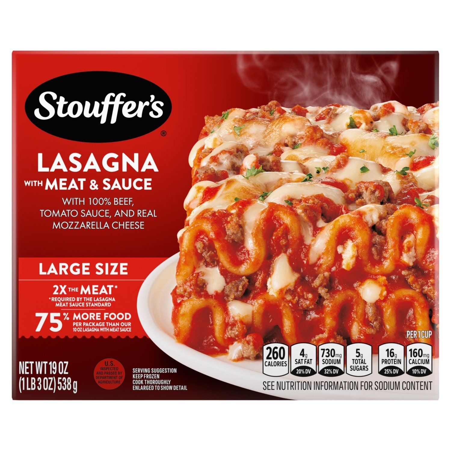 Stouffer&#39;s Lasagna with Meat &amp; Sauce Large Size, 19 oz