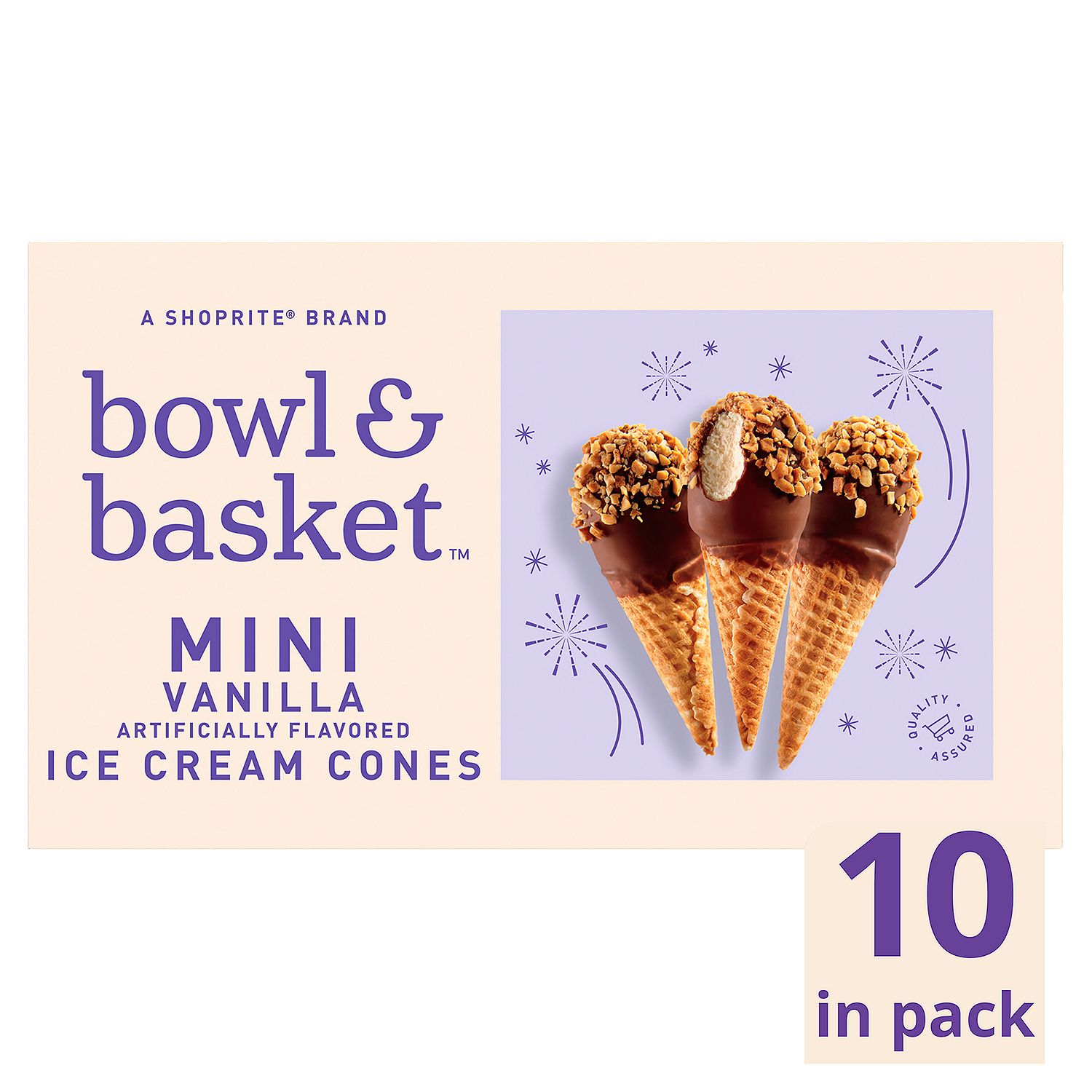 Bowl &amp; Basket Mini Vanilla Ice Cream Cones, 2.25 fl oz, 10 count
