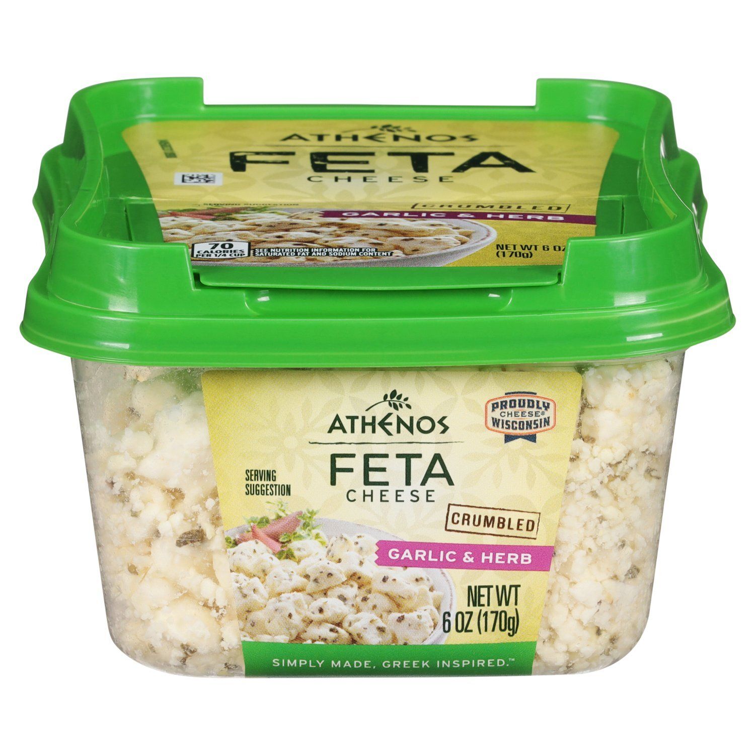 Athenos Crumbled Garlic &amp; Herb Feta Cheese, 6 oz