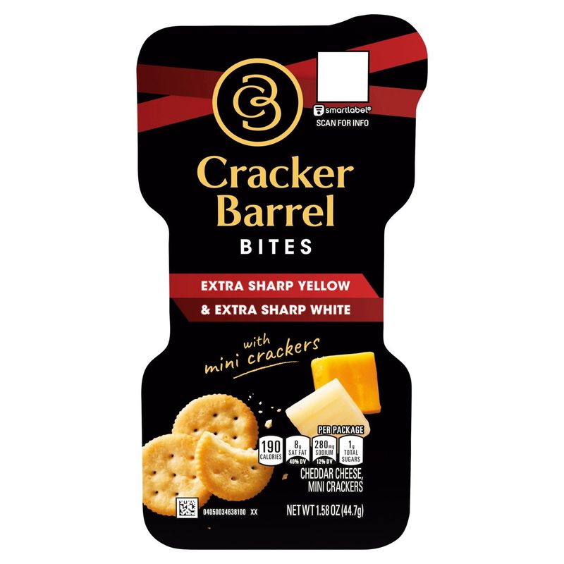 Cracker Barrel Extra Sharp Yellow &amp; Extra Sharp White with Mini Crackers Bites, 1.58 oz