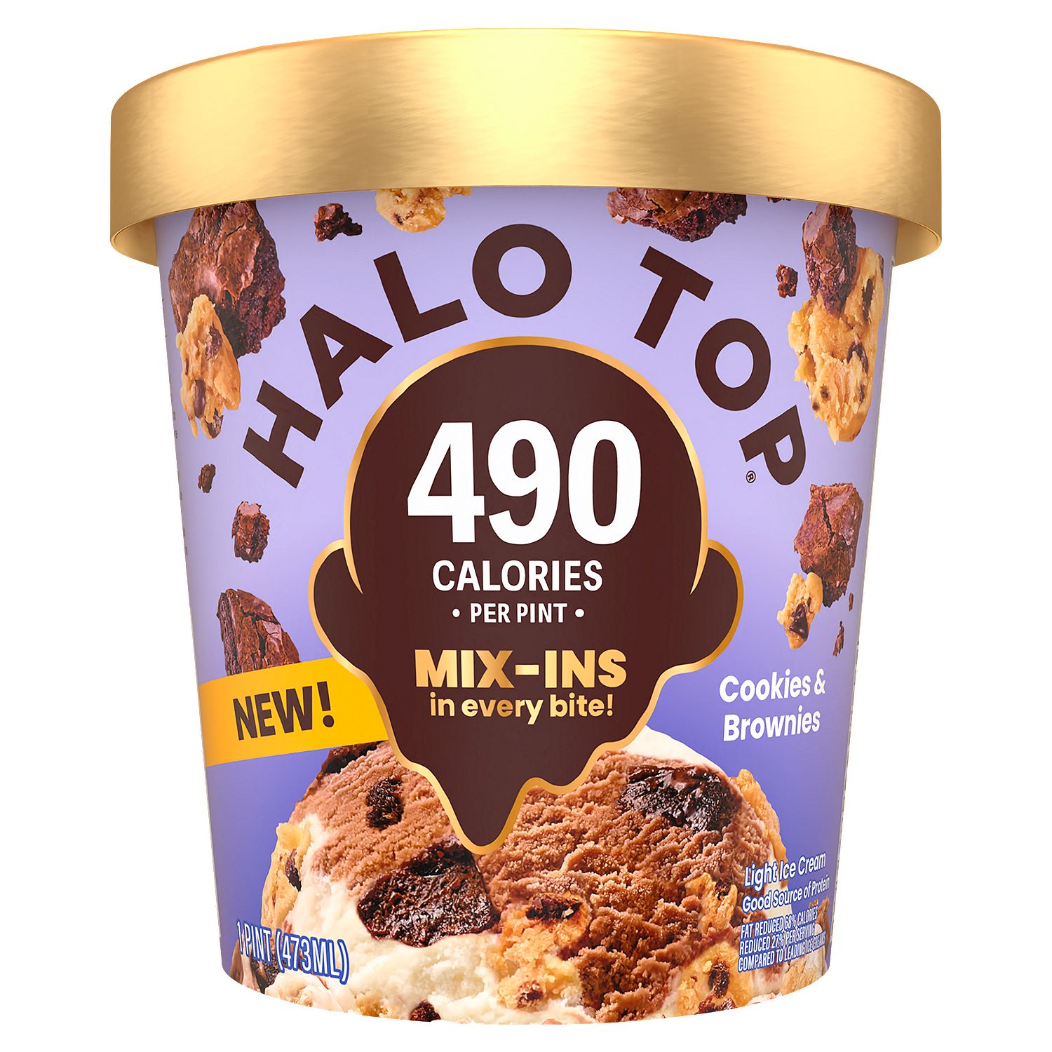 Halo Top Cookies &amp; Brownies Light Ice Cream, 1 pint