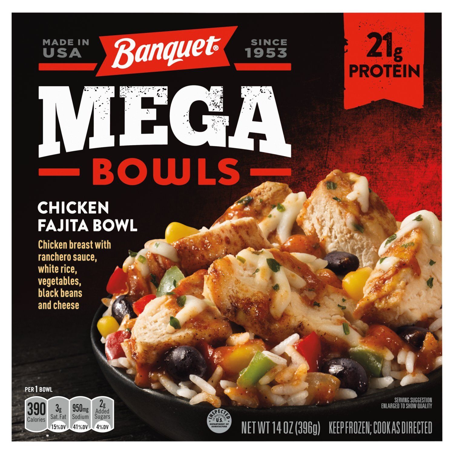 Banquet Mega Bowls Chicken Fajita Bowl, 14 oz