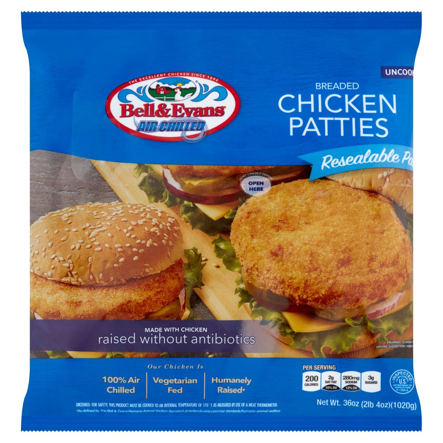 Bell &amp; Evans Breaded Chicken Patties, 36 oz