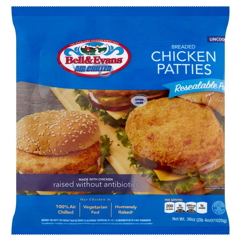 Bell &amp; Evans Breaded Chicken Patties, 36 oz
