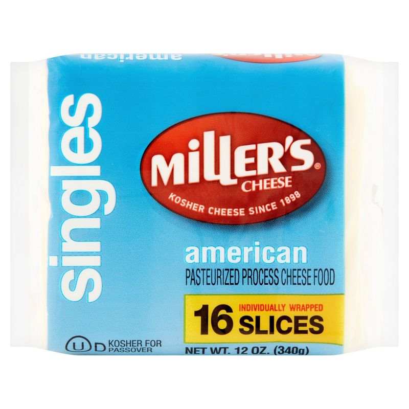 Miller&#39;s Singles White American Cheese, 16 count, 12 oz