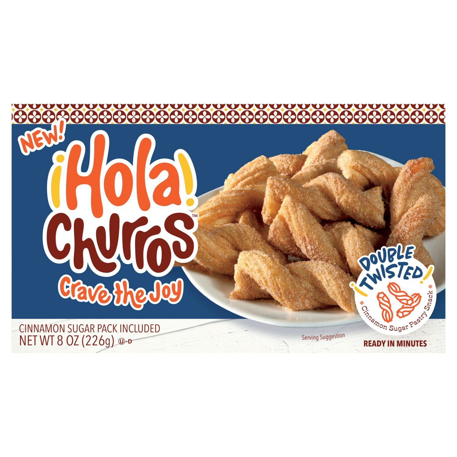 Hola Churros Double Twisted Cinnamon Sugar Pastry Snack, 8 oz