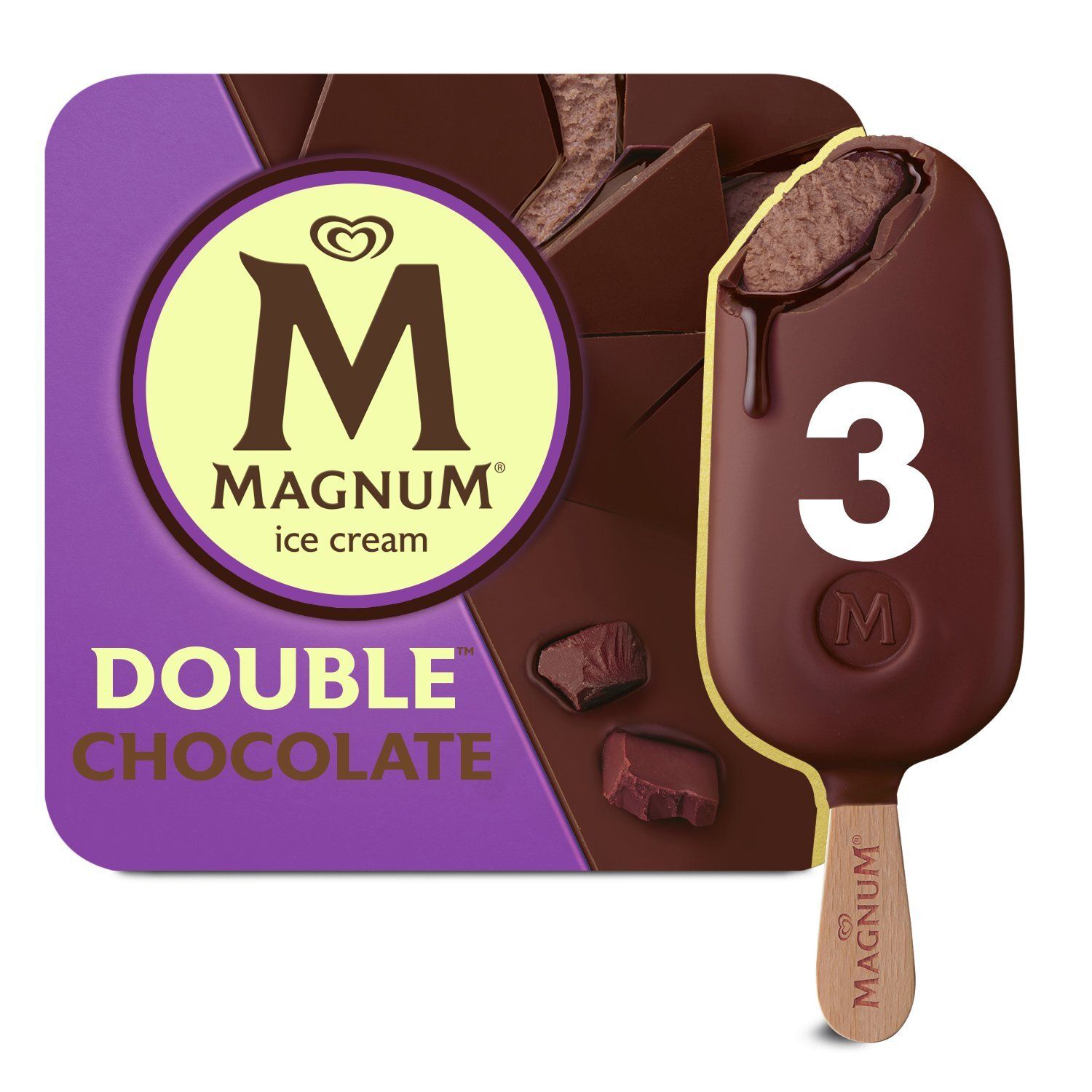 Magnum 40% Cacao Double Chocolate Ice Cream Bars, 3 count, 9.12 fl oz