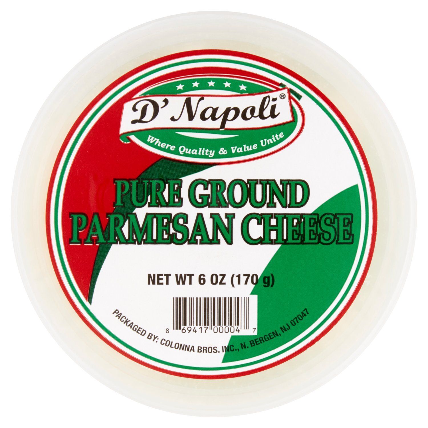 D&#39; Napoli Pure Ground Parmesan Cheese, 6 oz