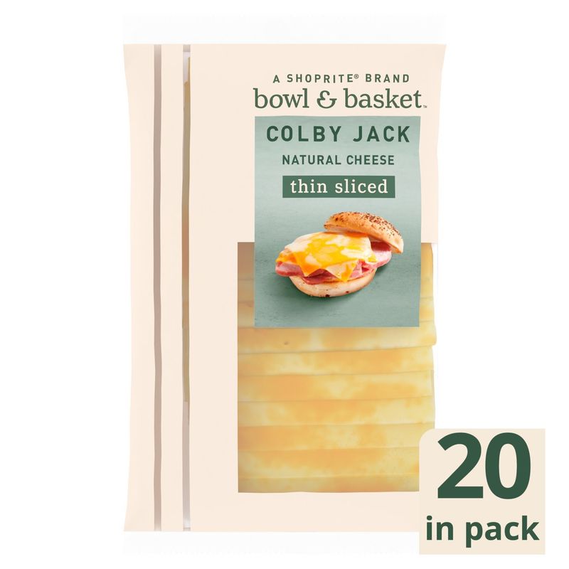 Bowl &amp; Basket Thin Sliced Colby Jack Cheese, 20 count, 7.6 oz