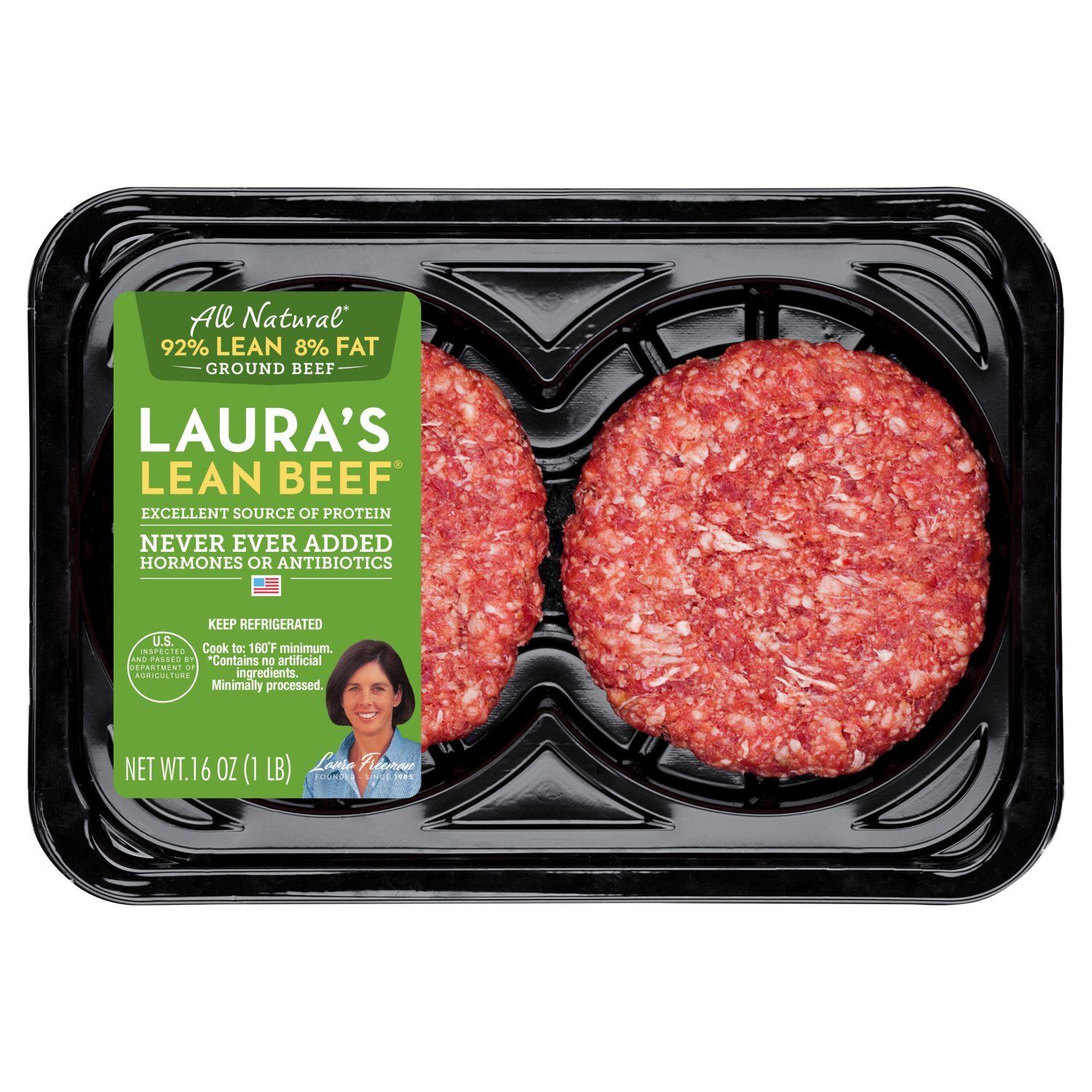 Laura&#39;s Lean Beef 92% Lean 8% Fat Ground Beef, 16 oz