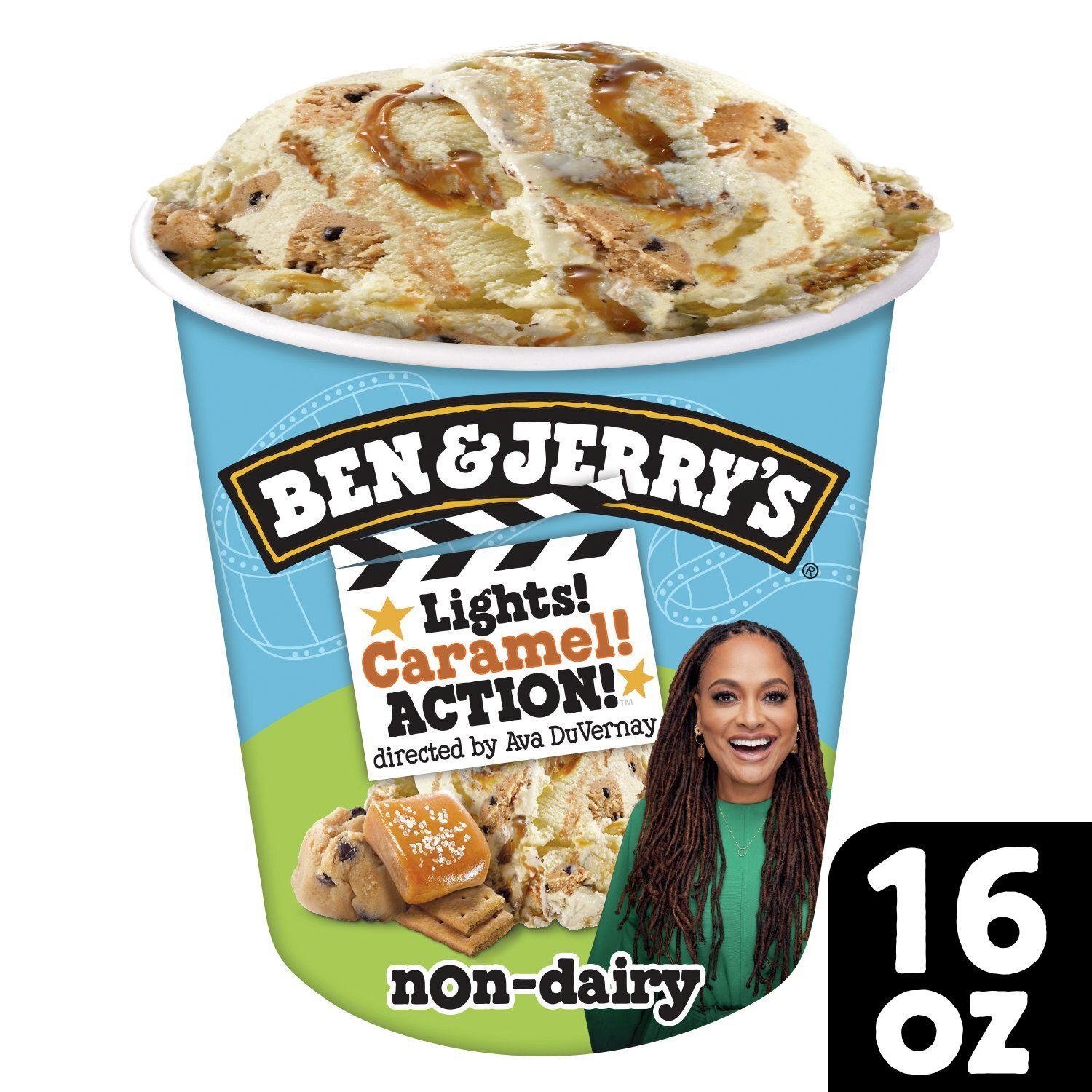 Ben &amp; Jerry&#39;s Lights! Caramel! Action! Vanilla Non-Dairy Frozen Dessert, 1 pint
