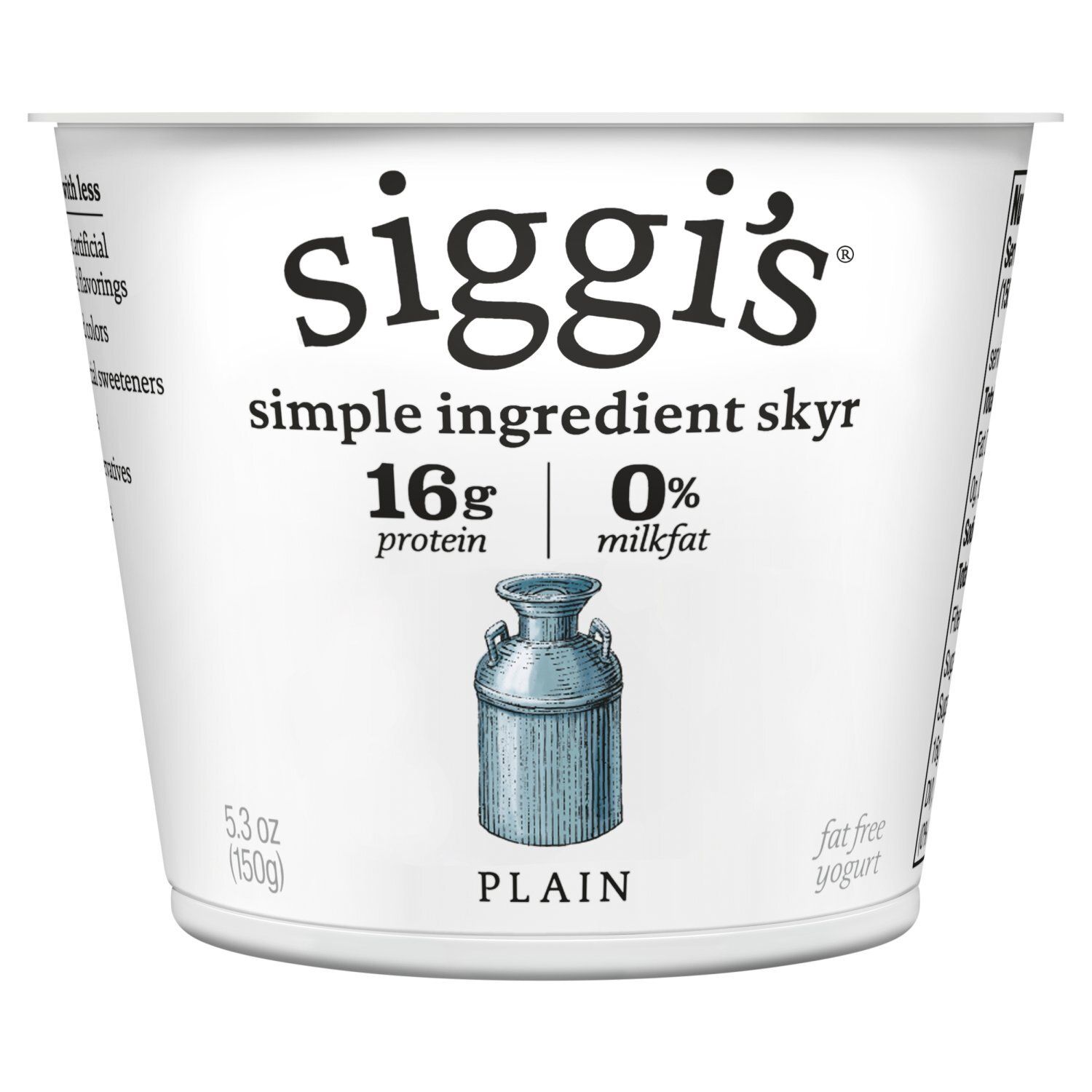 Siggi&#39;s Plain Fat Free Yogurt, 5.3 oz