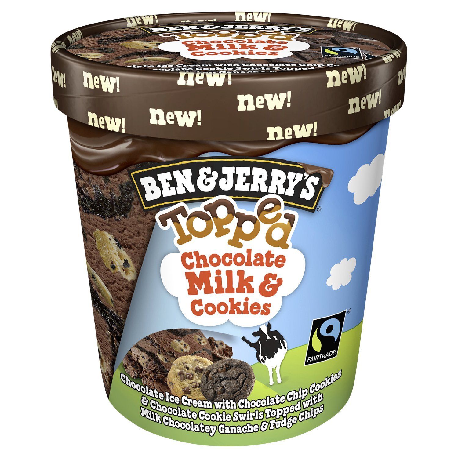 Ben &amp; Jerry&#39;s Chocolate Milk &amp; Cookies Topped Ice Cream, 15.2 fl oz