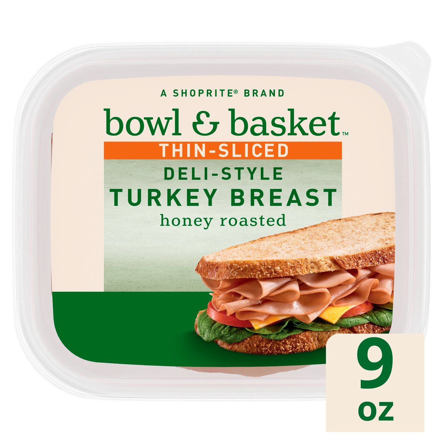 Bowl &amp; Basket Honey Roasted Thin-Sliced Deli-Style Turkey Breast, 9 oz