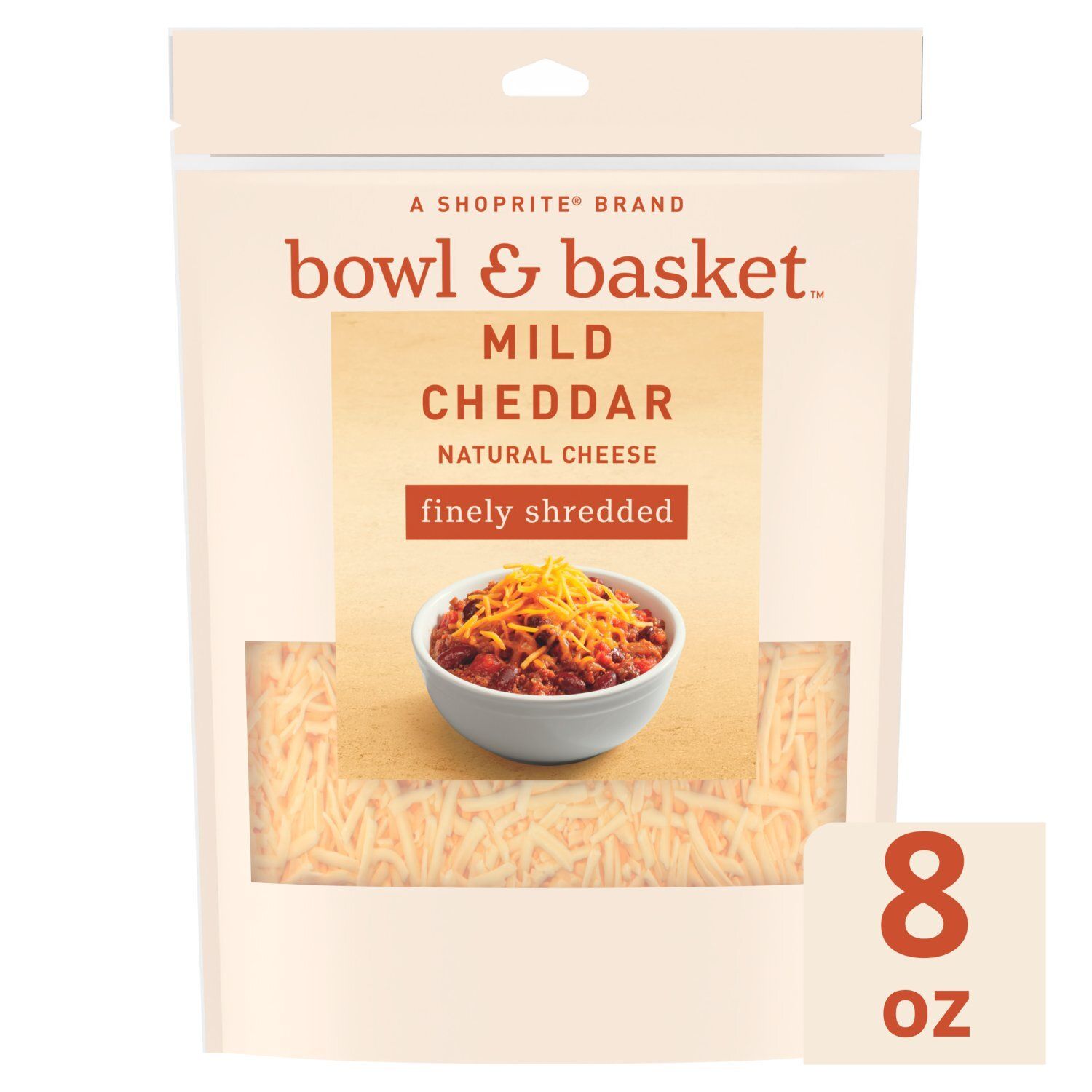 Bowl &amp; Basket Finely Shredded Mild Cheddar Natural Cheese, 8 oz