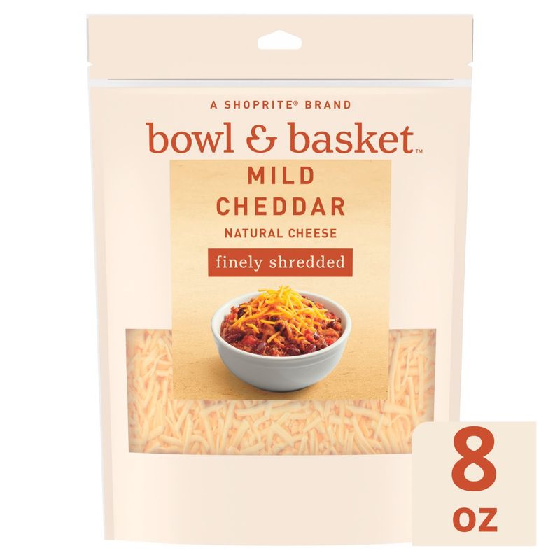 Bowl &amp; Basket Finely Shredded Mild Cheddar Natural Cheese, 8 oz