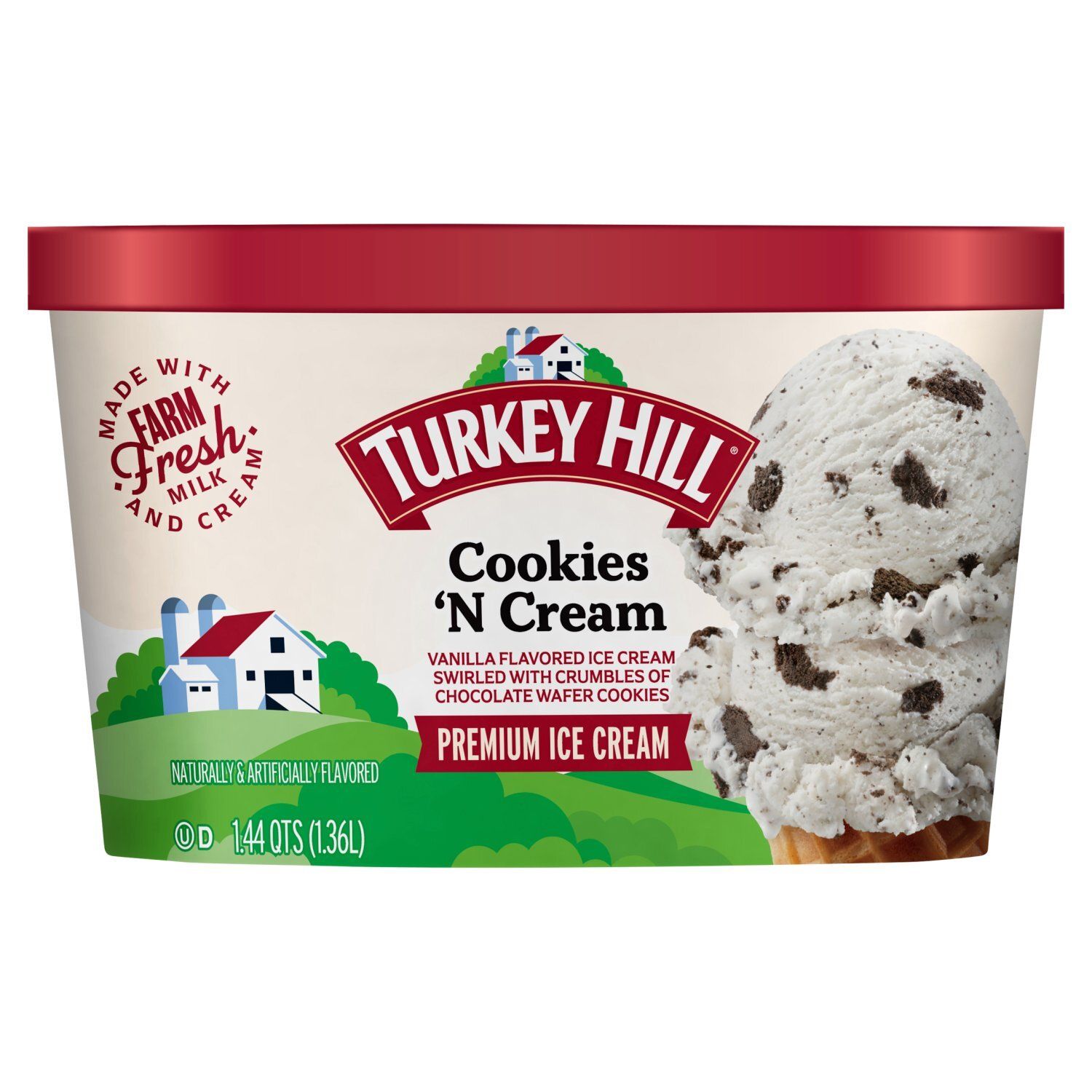 TURKEY HILL Cookies &#39;N Cream Premium Ice Cream, 1.44 qts