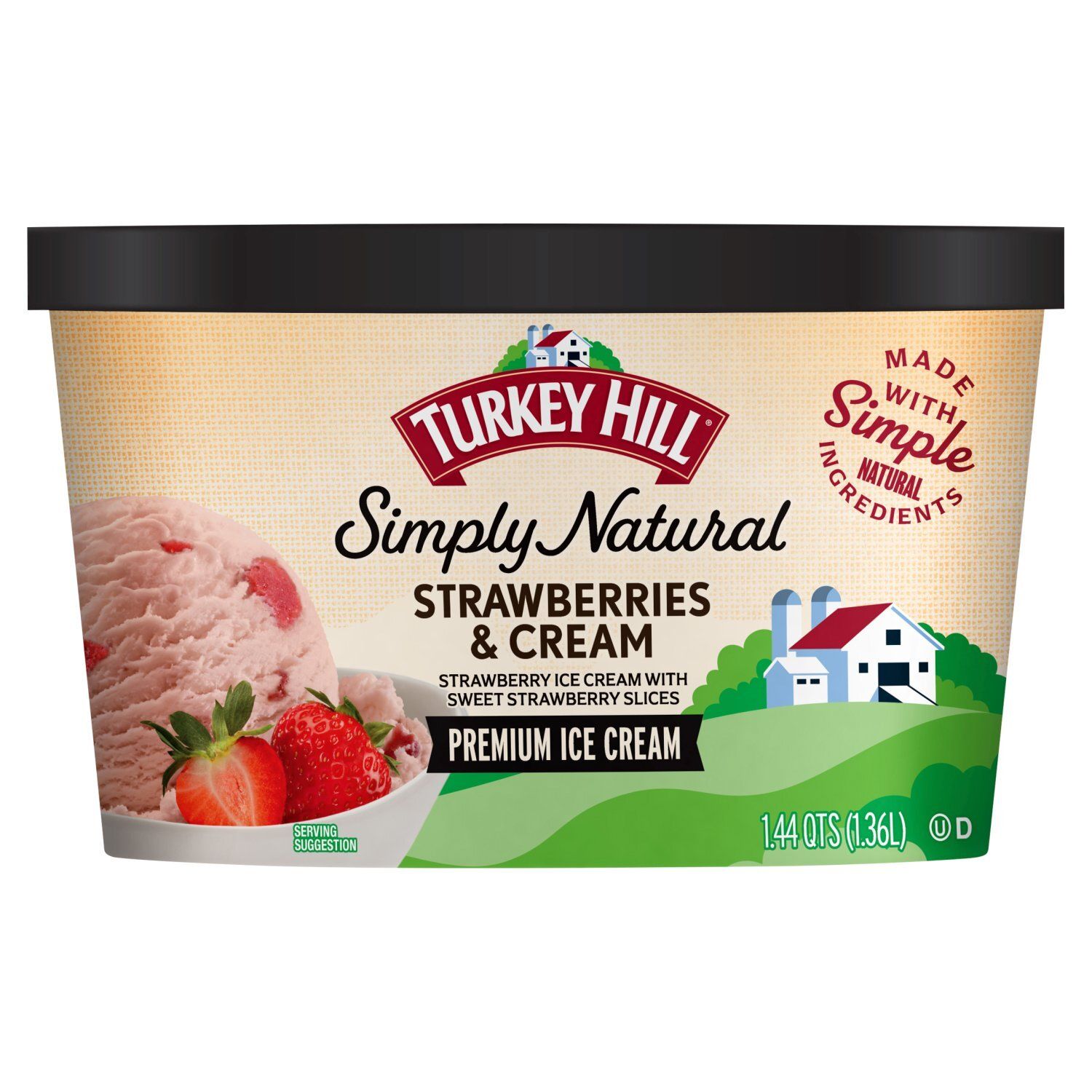 TURKEY HILL Simply Natural Strawberries &amp; Cream Premium Ice Cream, 1.44 qts