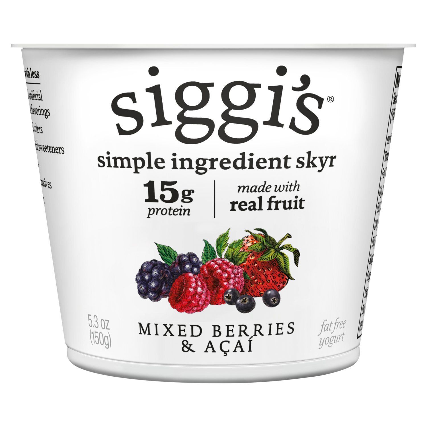 Siggi&#39;s Mixed Berries &amp; Açaí Fat Free Yogurt, 5.3 oz