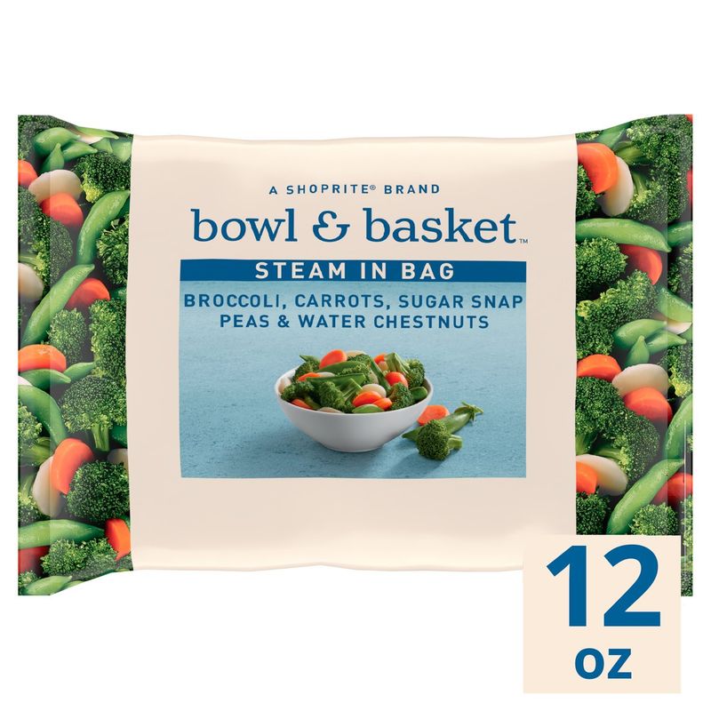 Bowl &amp; Basket Steam in Bag Broccoli, Carrots, Sugar Snap Peas &amp; Water Chestnuts, 12 oz