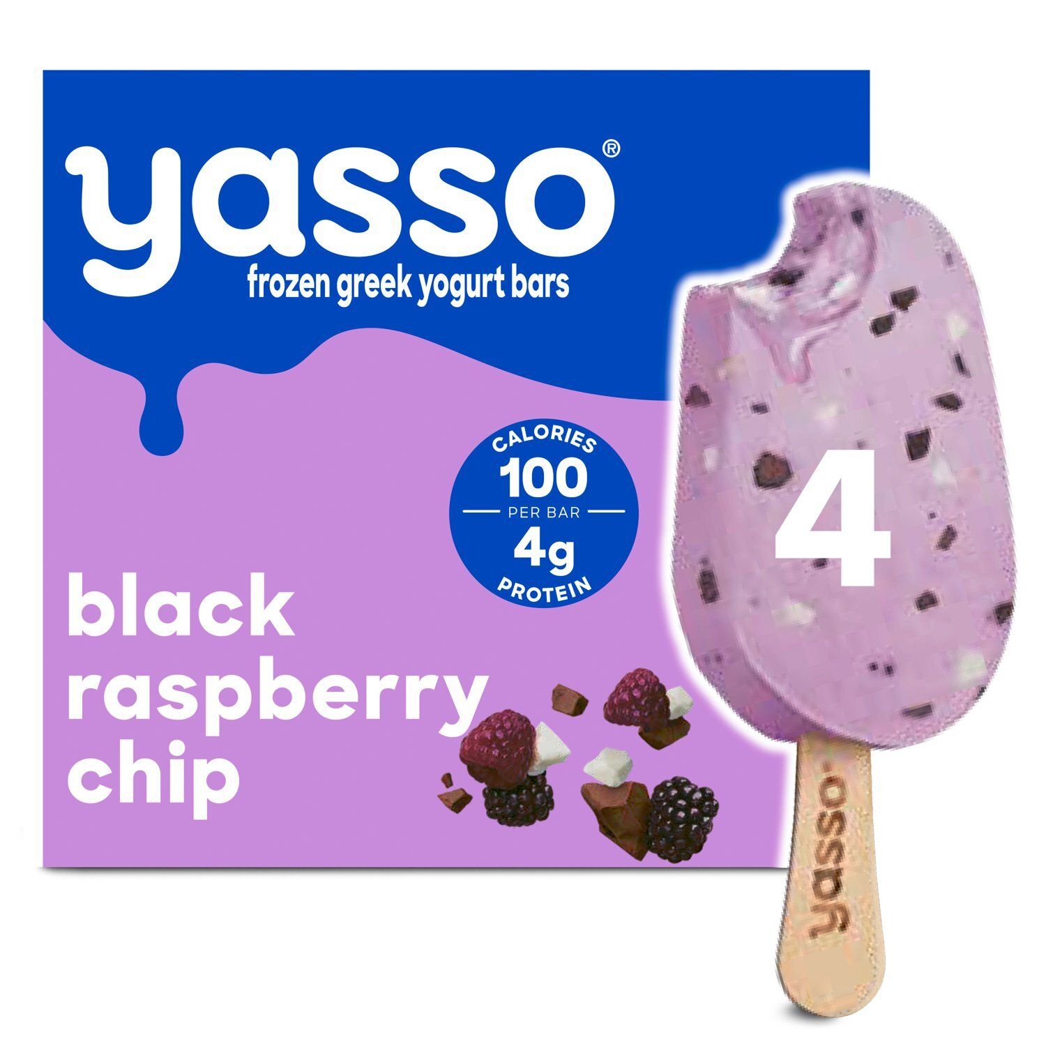 Yasso Black Raspberry Chip Frozen Greek Yogurt Bars, 4 count, 14 fl oz
