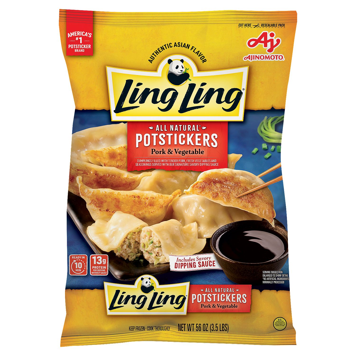 Ajinomoto Ling Ling Pork &amp; Vegetable Potstickers, 56 oz