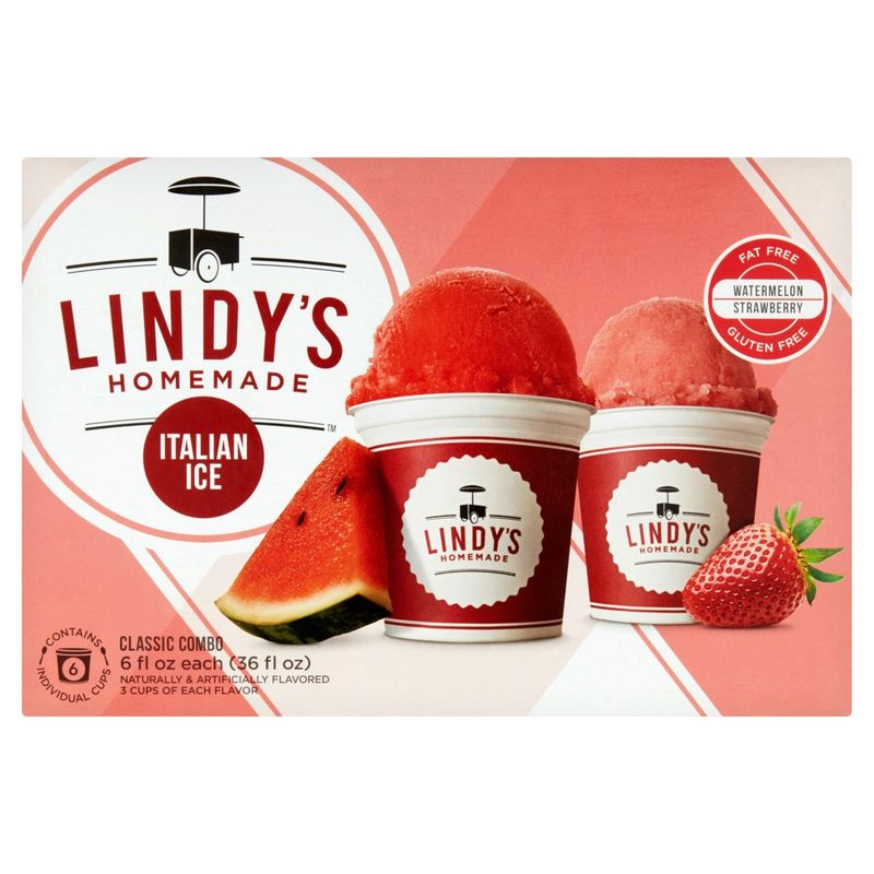 Lindy&#39;s Homemade Classic Combo Italian Ice, 6 fl oz, 6 count