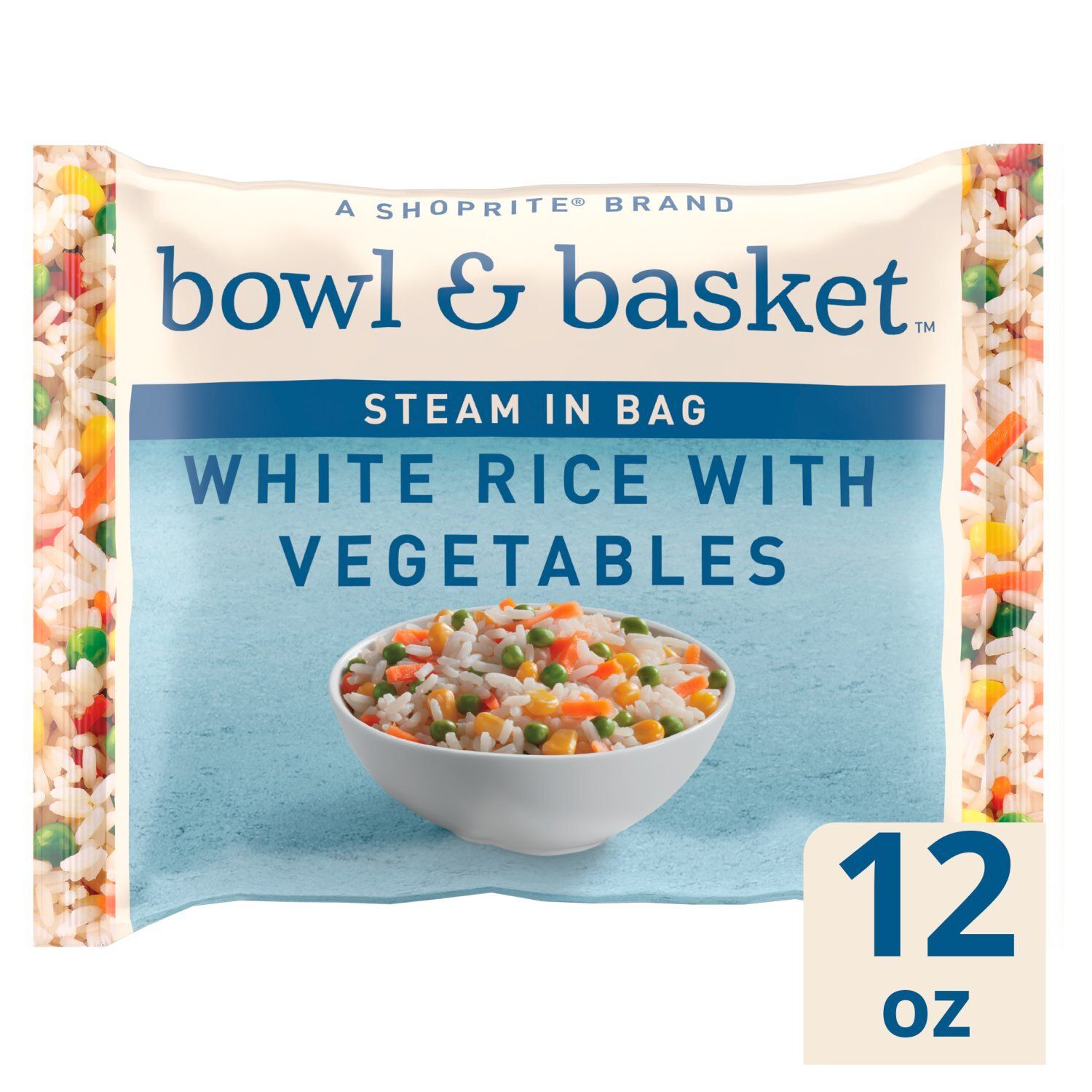 Bowl &amp; Basket Steam in Bag White Rice with Vegetables, 12 oz