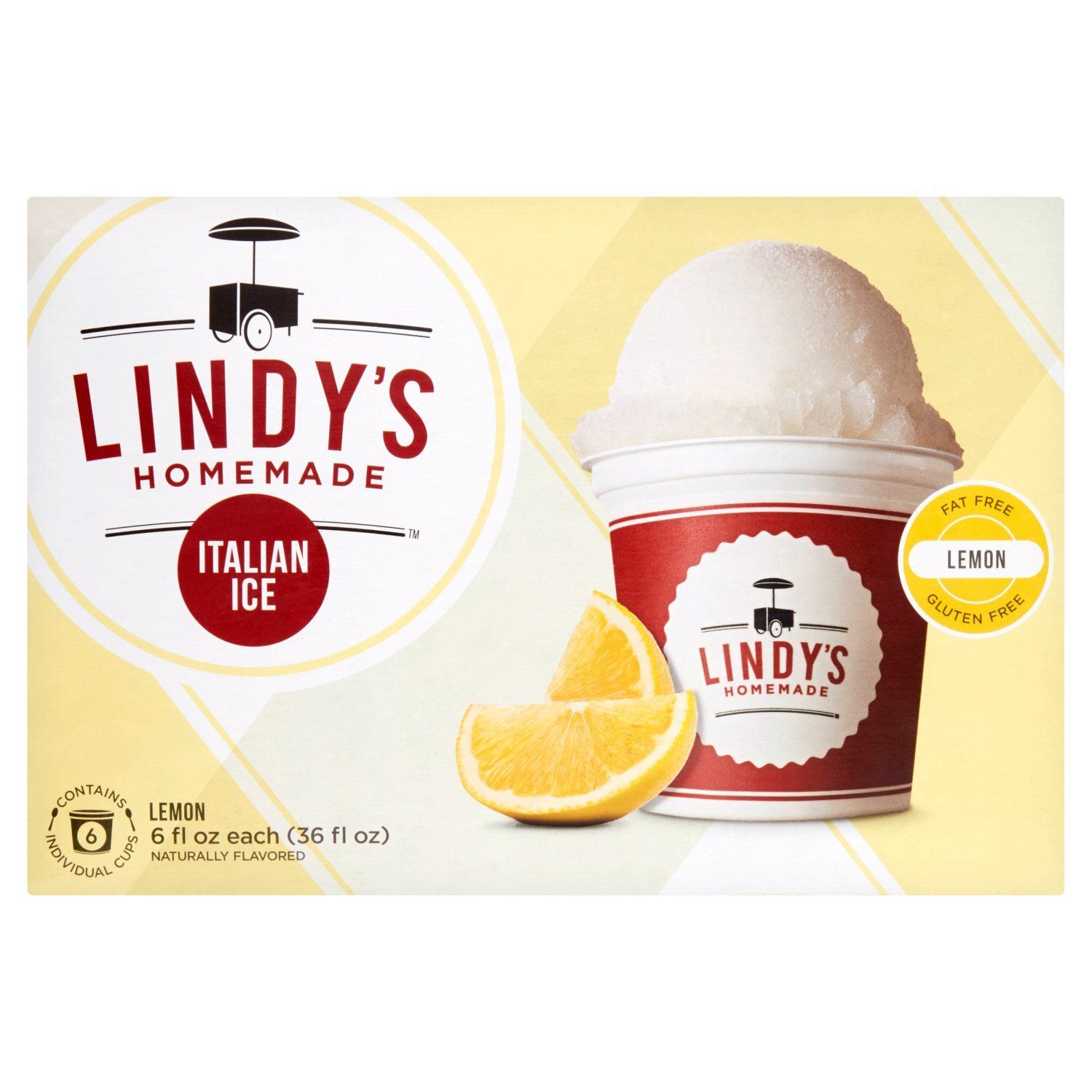 Lindy&#39;s Homemade Lemon Italian Ice, 6 fl oz, 6 count