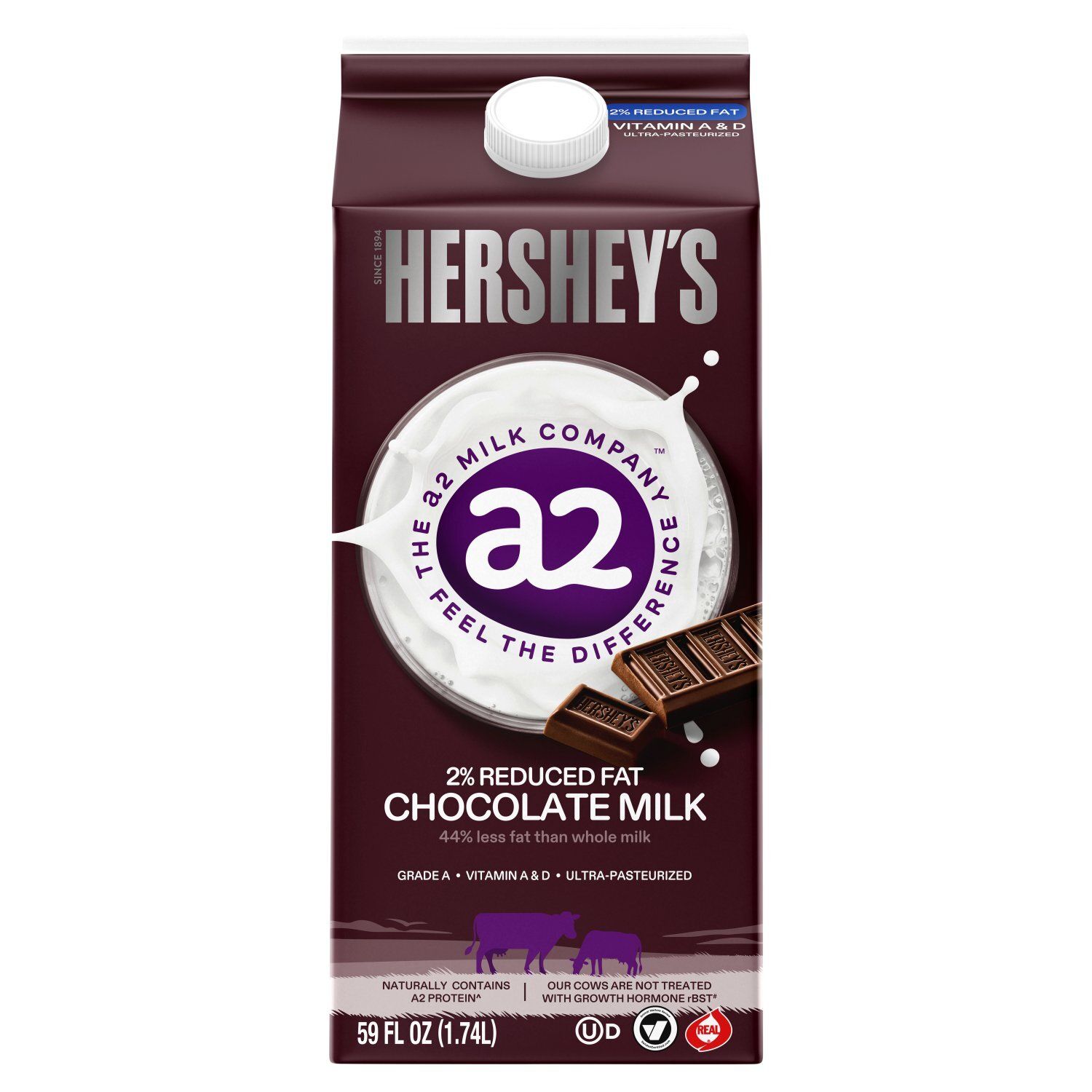 a2 Hershey&#39;s 2% Reduced Fat Chocolate Milk, 59 fl oz
